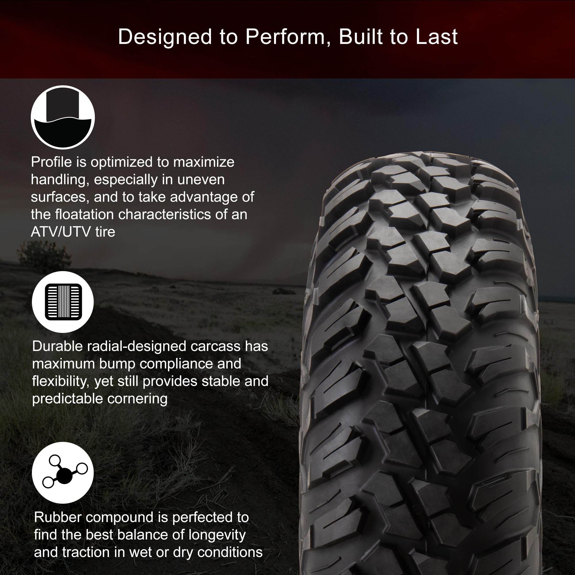 TUSK Terrabite Set of 4 UTV ATV Tires - 29x9-14 / 29x11-14, Durable All-Terrain Performance