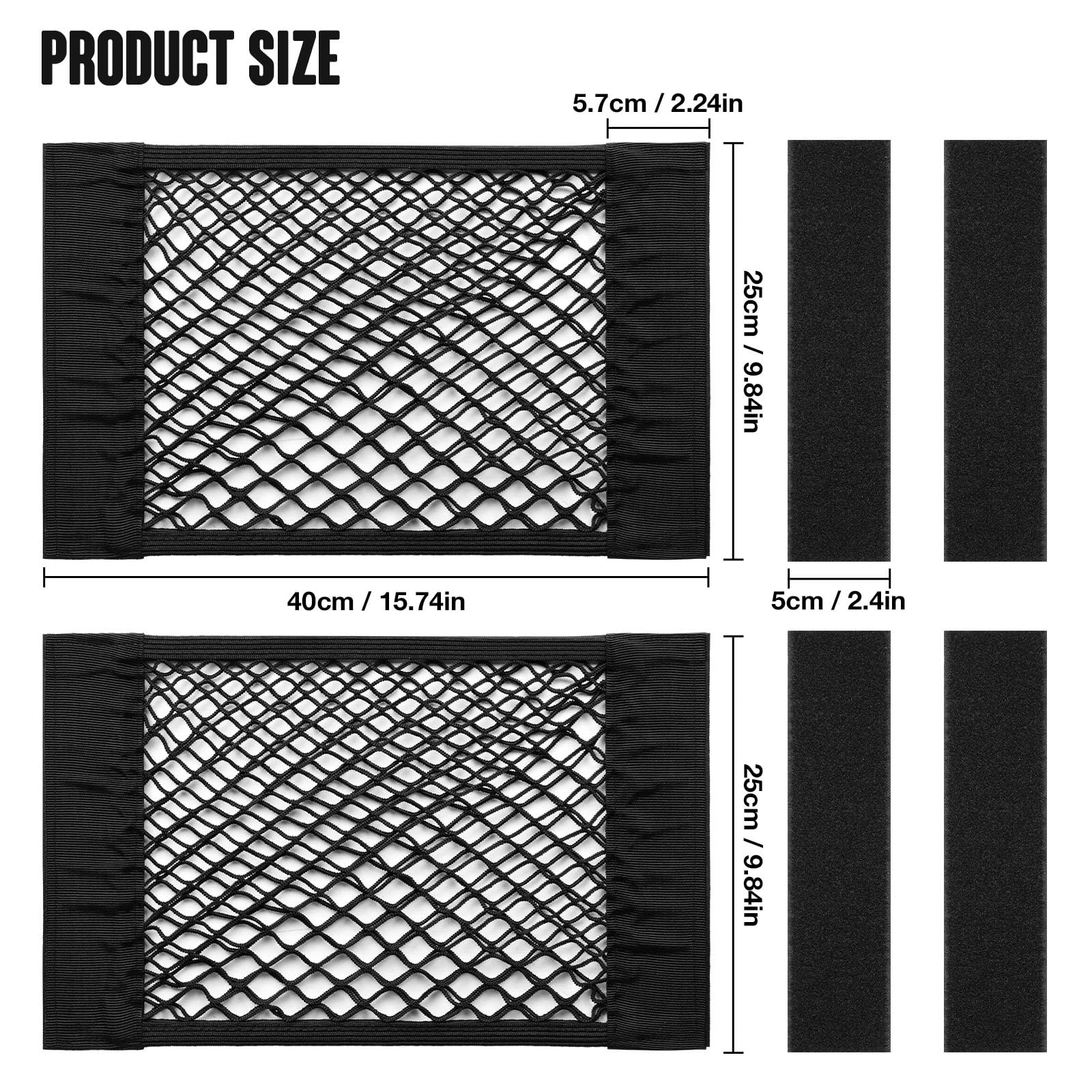 TOBWOLF 2PCS 25x40cm / 9.8x15.7in Universal Mesh Cargo Net with Tape Stickers, RV Storage Mesh Net, Elastic Car Storage Net RV N