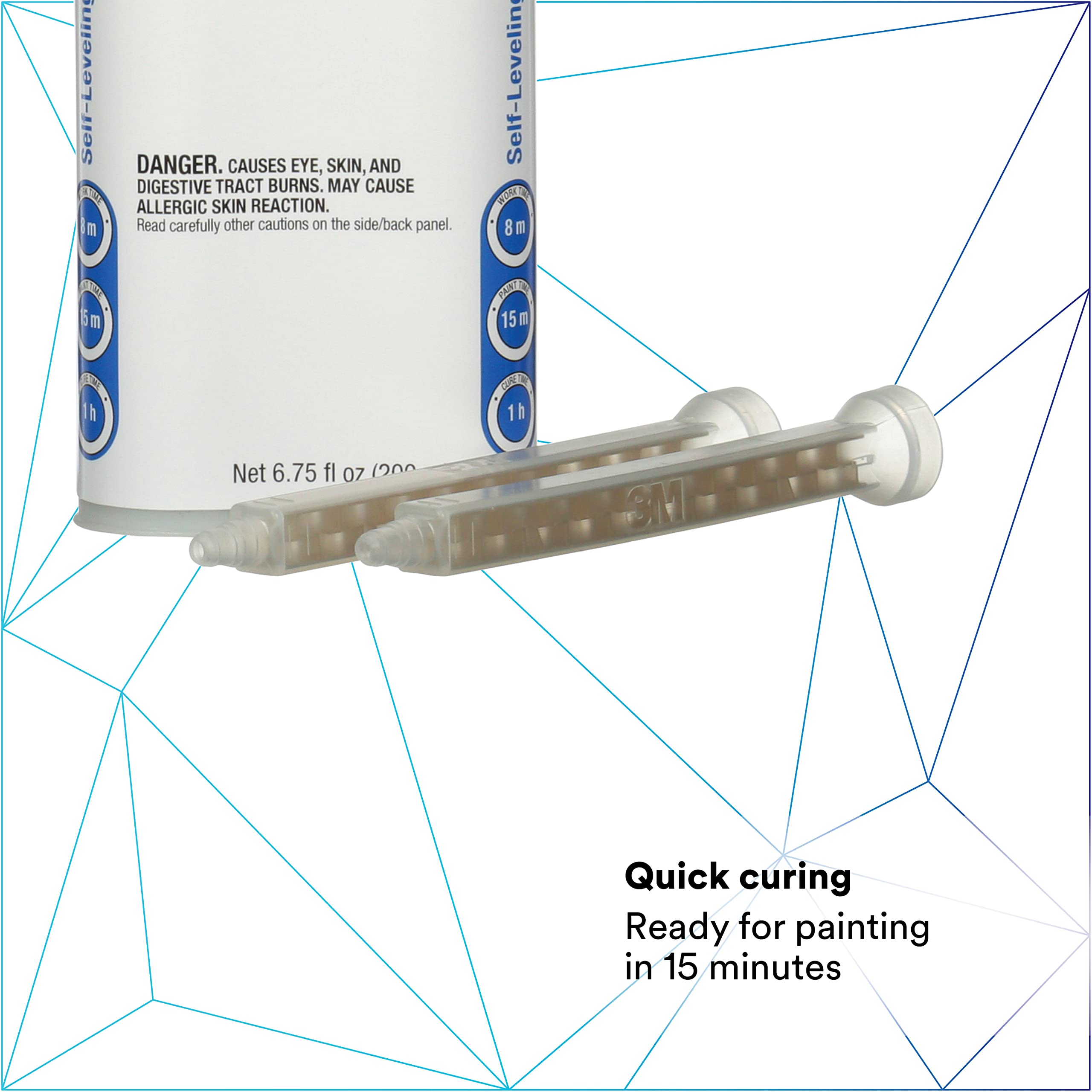 3M Self-Leveling Seam Sealer, Quick-Curing Epoxy, 200 mL, Clear, Model 08307