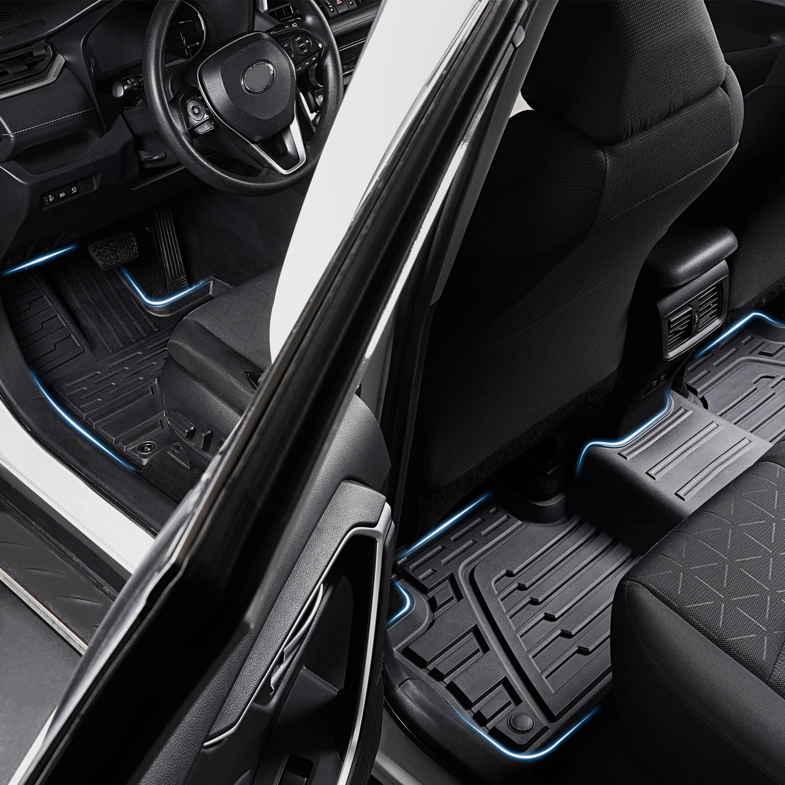 Joularise Floor Mats Cargo Mats Set Compatible With 2019-2024 2025 Toyota Rav4 Accessories, All Weather Tpe Trunk Cargo Liner Se