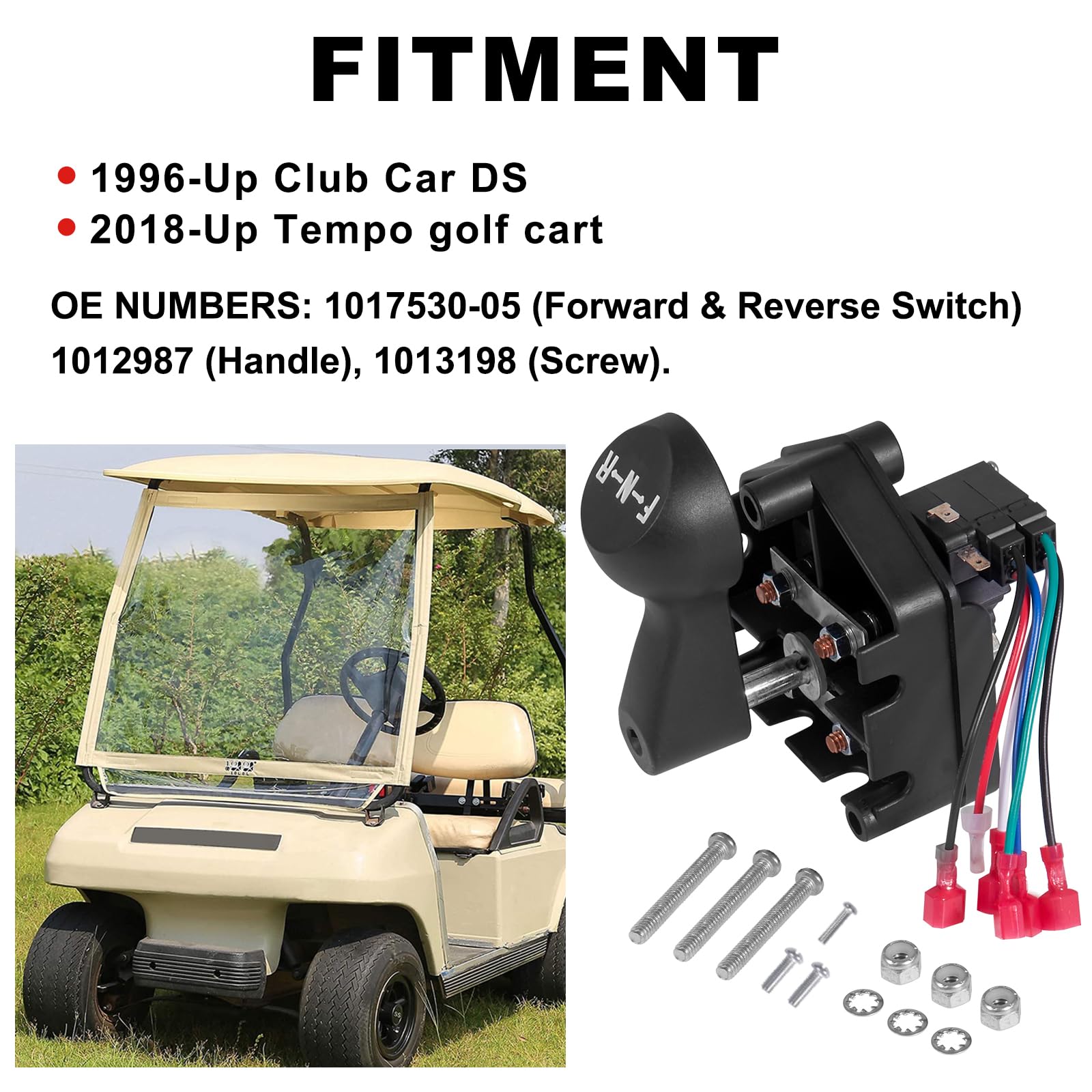AUTOBABA Club Car DS 48 Volt Electric Golf Carts Forward Reverse Switch Assembly with Handle Micro Switch Compatible with Electr