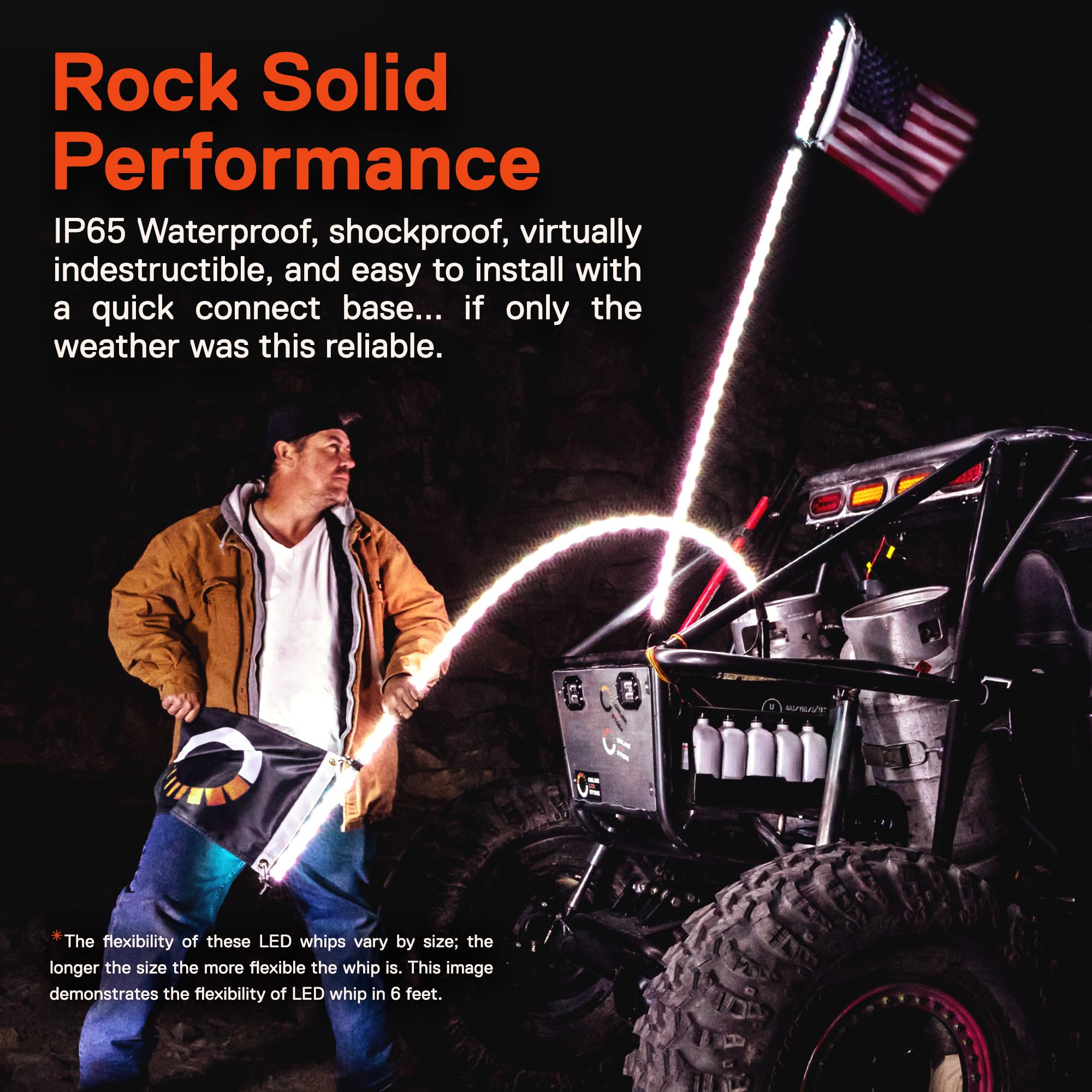 True Mods 4Ft Spiral Rgb Led Whip Light For Utv Atv [Rf Wireless Remote] Usa Flag Waterproof Led Lighted Whip Cb Antenna Pole St