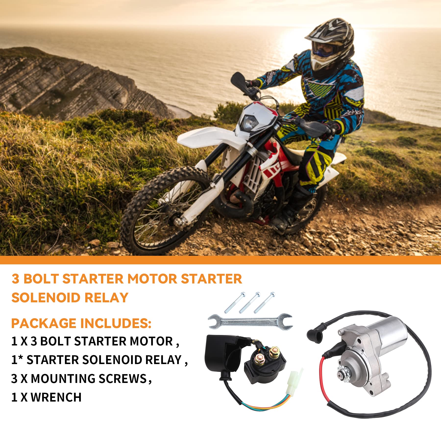 Stylemafia 3 Bolt Starter Motor Starter Solenoid Relay fit for 50cc 70 cc 90cc 100cc 110cc 125cc 4 Stroke Quad Wheelers ATVs Tao