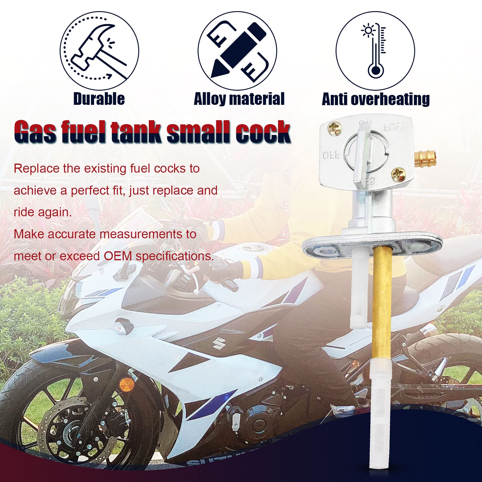 QAZAKY Fuel Petcock Valve Switch Compatible with Yamaha Warrior 350 Wolverine YFM350 Raptor 660 50 YFM660 Banshee YFZ350 Moto-4