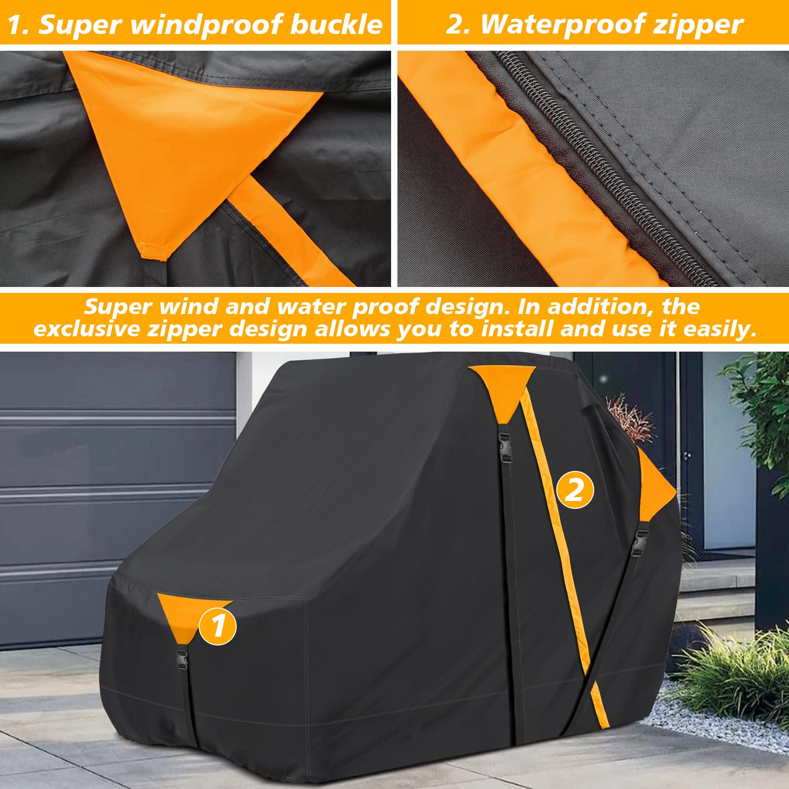 AUTOLION UTV Cover Outdoor Waterproof All-Weather Protection for Polaris RZR Yamaha Can-Am Defender Kawasaki Ranger Cover with U