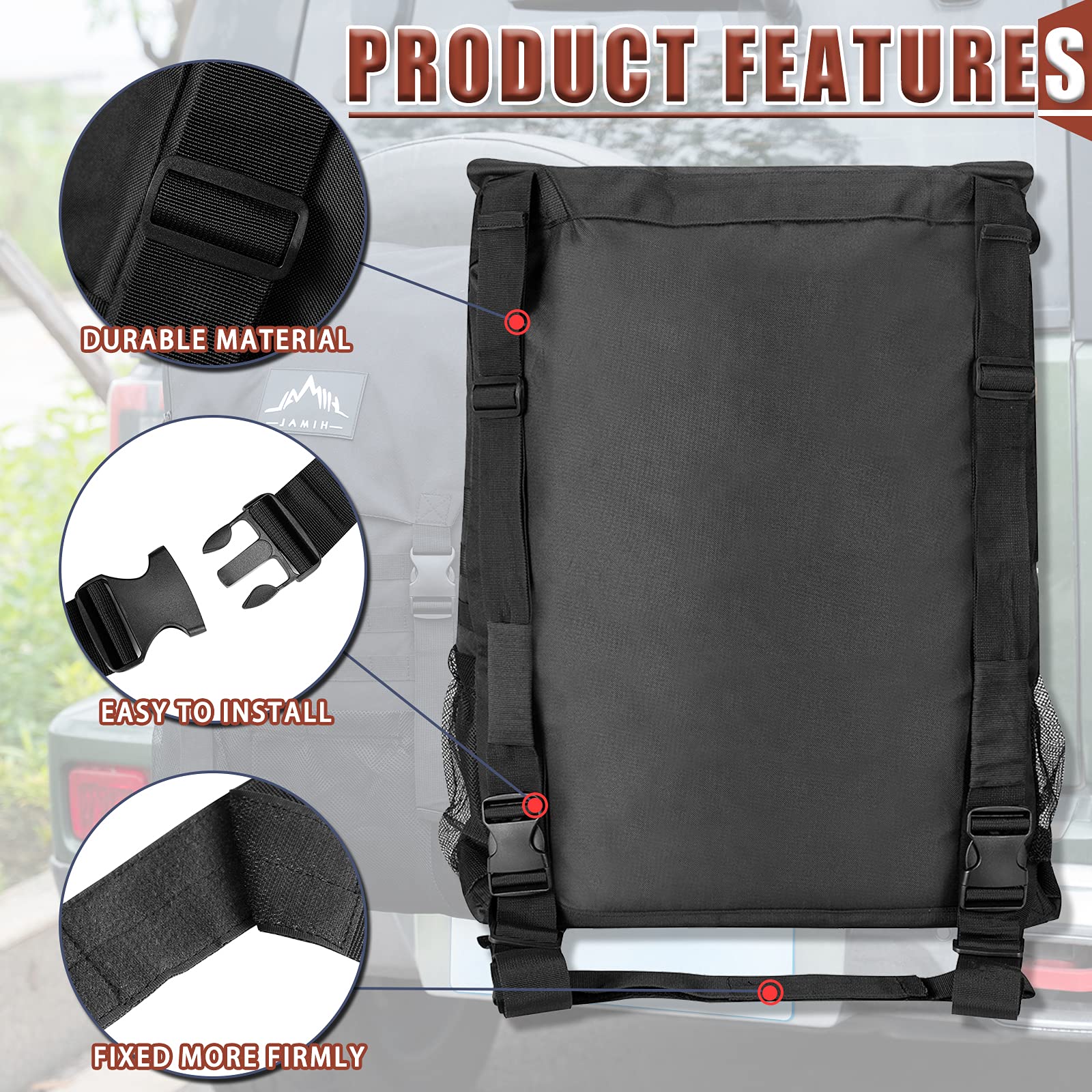 Himal Outdoors Spare Tire Trash Bag,High Quality Spare Tire Storage Bag,Suv Trunk Organizer For Outdoor Off-Road Recovery Gear,Black