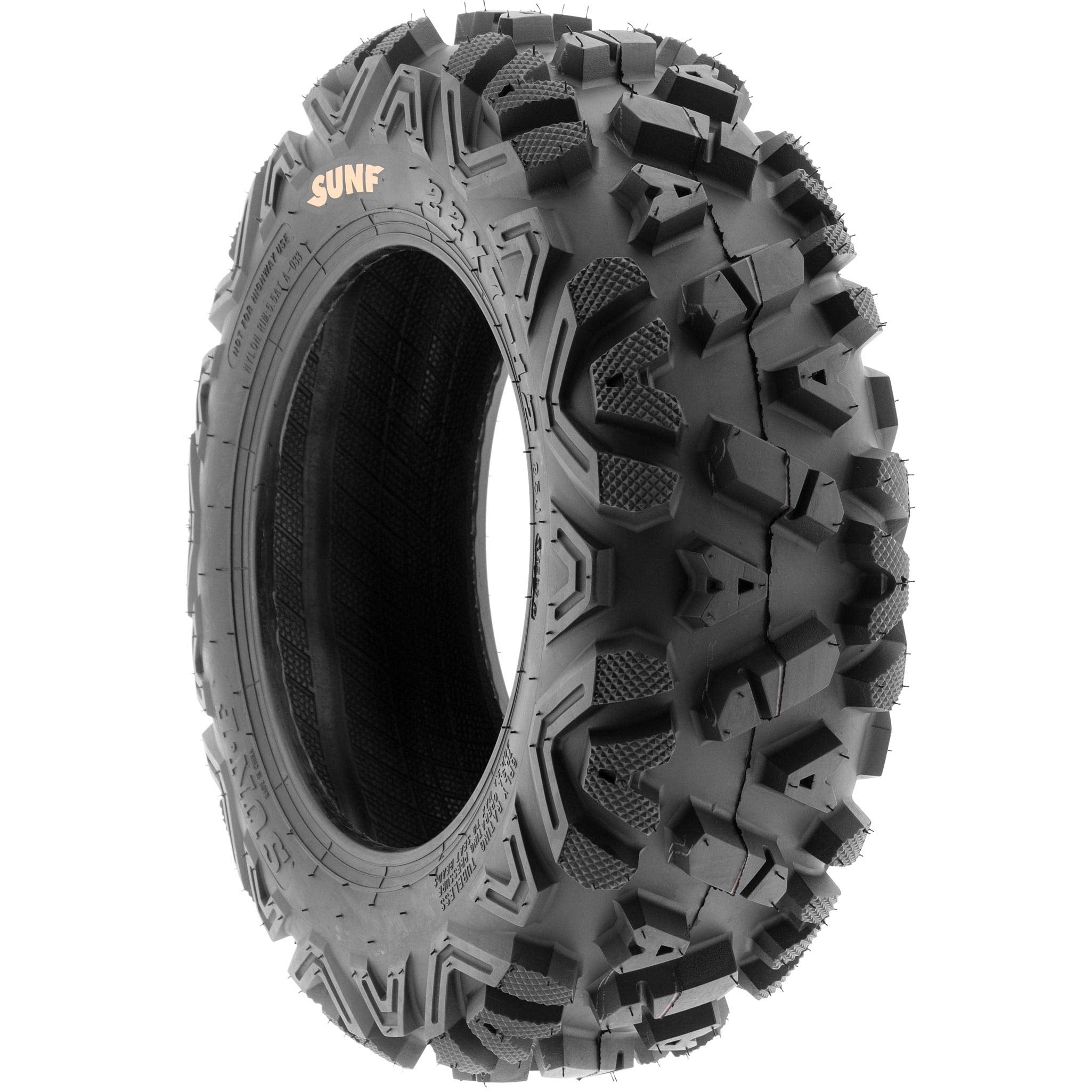 SUNF Set of 4 All-Terrain Tires - 23x8-11 Front & 22x10-12 Rear, Tubeless, Black, 6 PR, Rubber