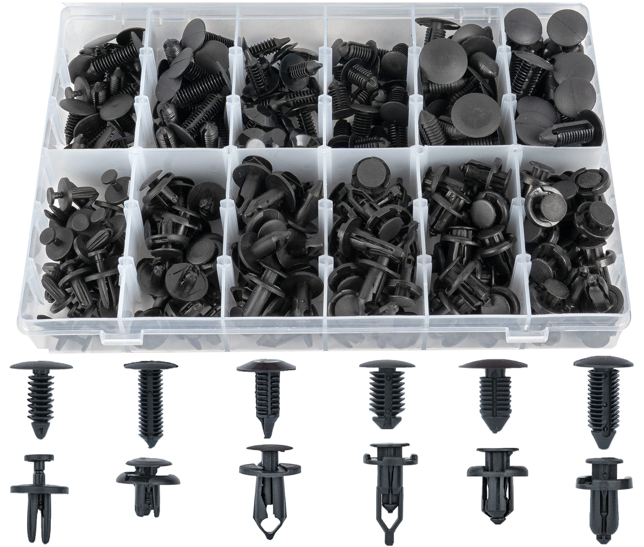 Sunplustrade 240 Pcs Bumper Clips Car Clips Plastic Rivets Fasteners Push Retainer Kit Most Popular Sizes Auto Push Pin Rivets S