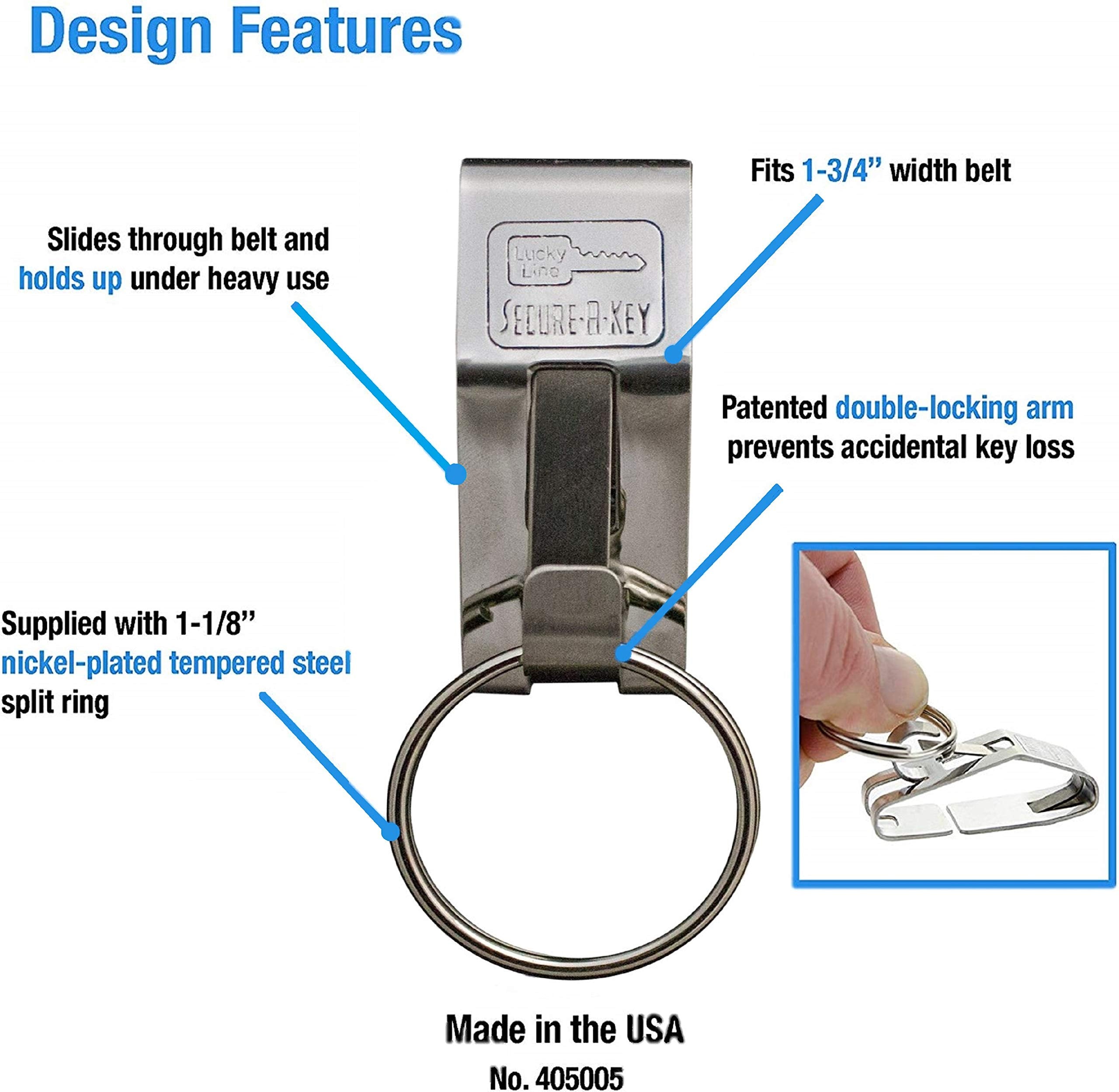 Lucky Line The Original Secure-A-Key - Slip On - For Wide Belts, 5 Per Pack (405005)