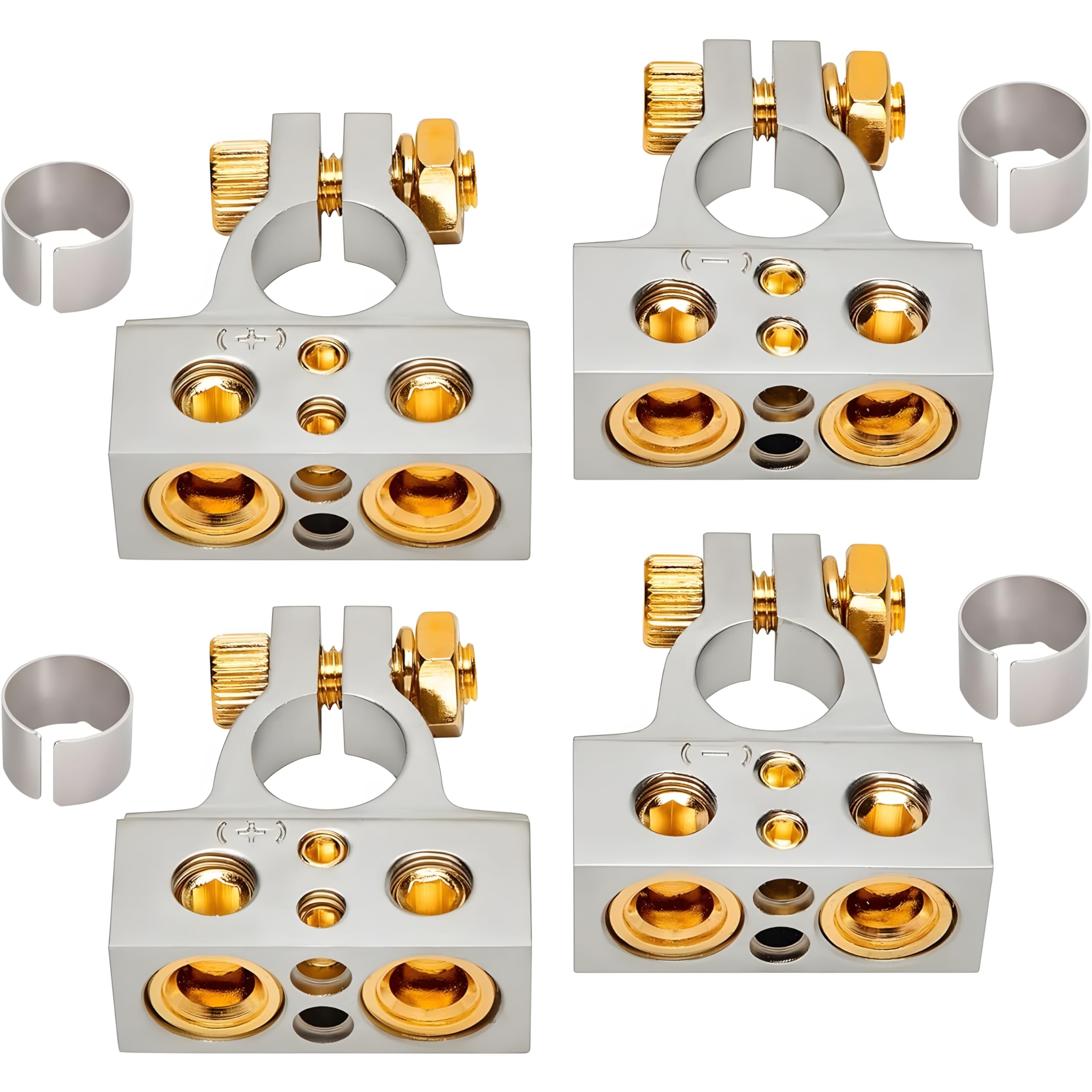 Installgear 0/4/8 Or 10 Gauge Battery Terminals With Shims - Positive And Negative Connectors - For Car Battery Terminal Connect