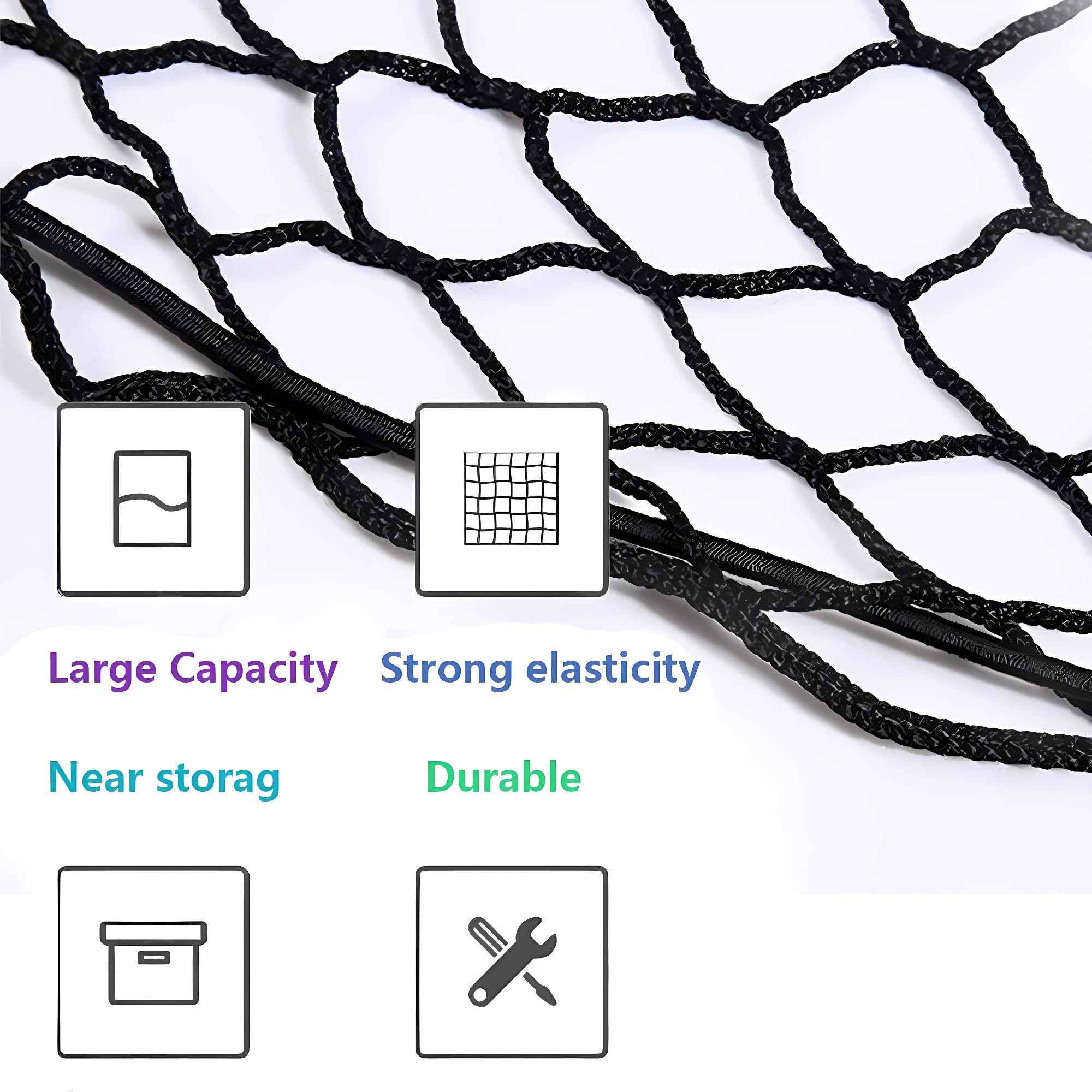 Leezhen Cargo Net Compatible With 2020-2025 Cadillac Xt6, Black, Nylon/Polyester, Hook Fastener