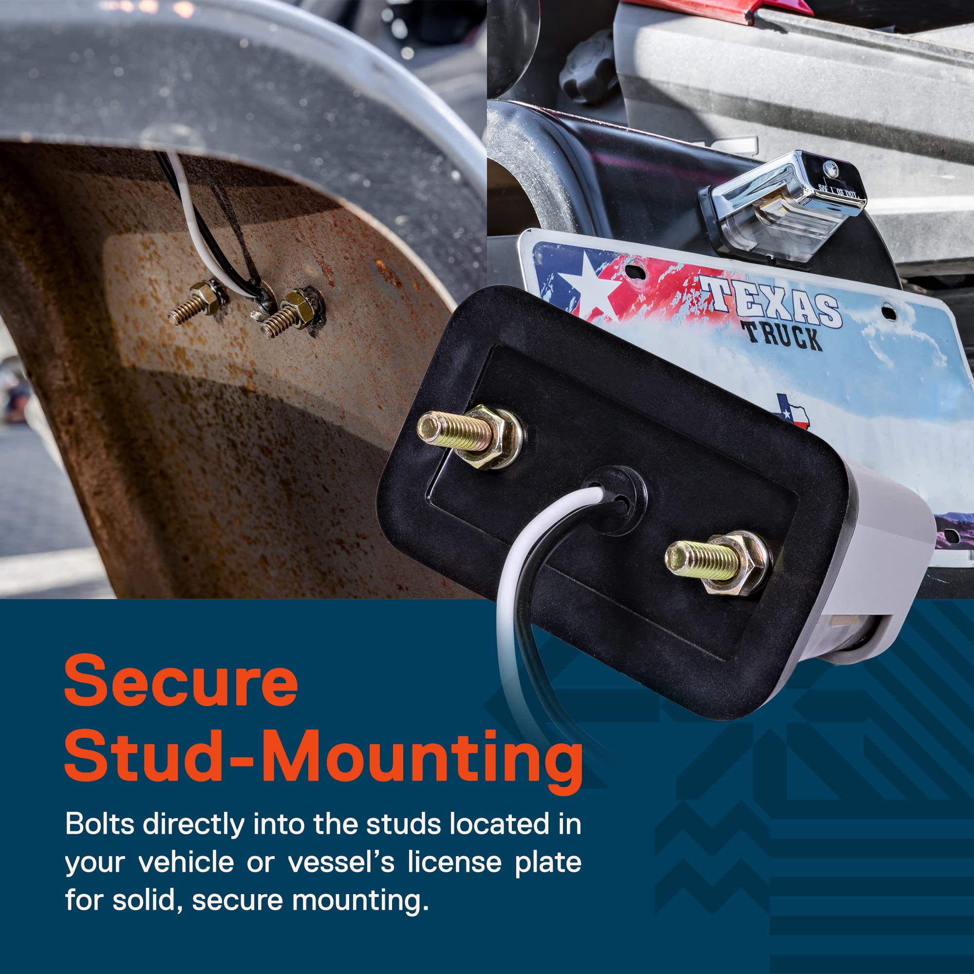 True Mods Led License Plate Light For Trailer [Stud Mount] [Dot Fmvss 108] [Sae L] [Black-Finish] [Waterproof] [12V Dc] License