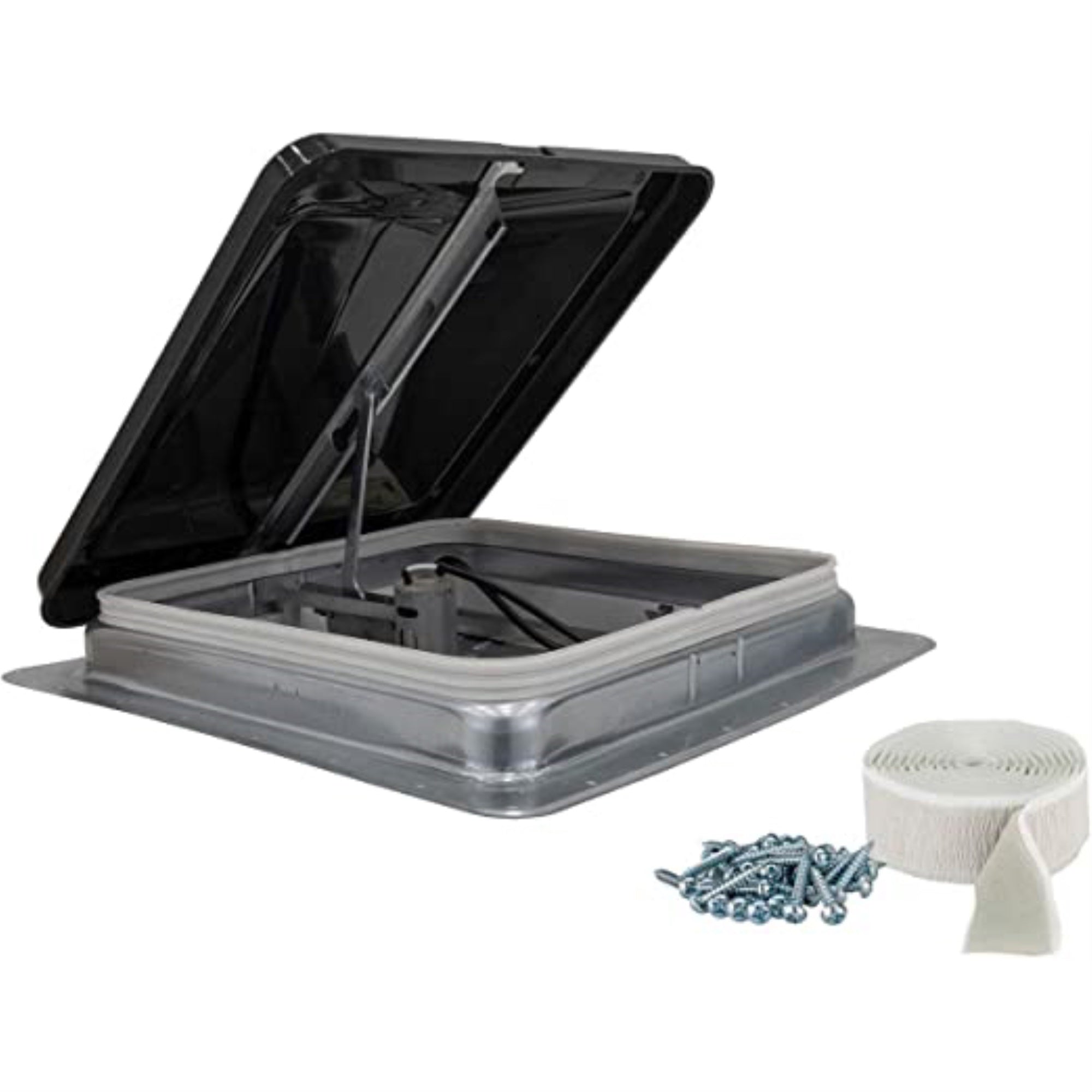 Hengs 74112AC1G1 Universal RV Roof Vent with 12V DC Fan & Exchange Lid  14 x 14, Smoke
