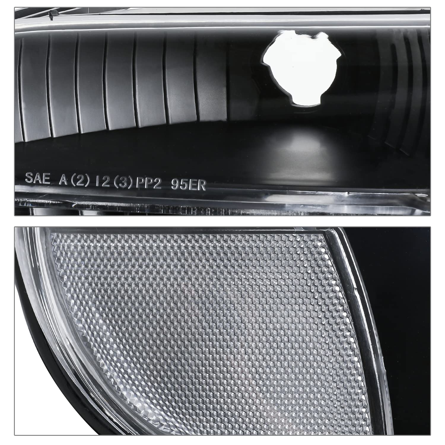 M-Auto Headlights Assembly Compatible With 95-01 Ford Explorer, 97 Mercury Mountaineer, Black Housing Clear Lens Clear Corner Oe Direct Replacement Headlamps