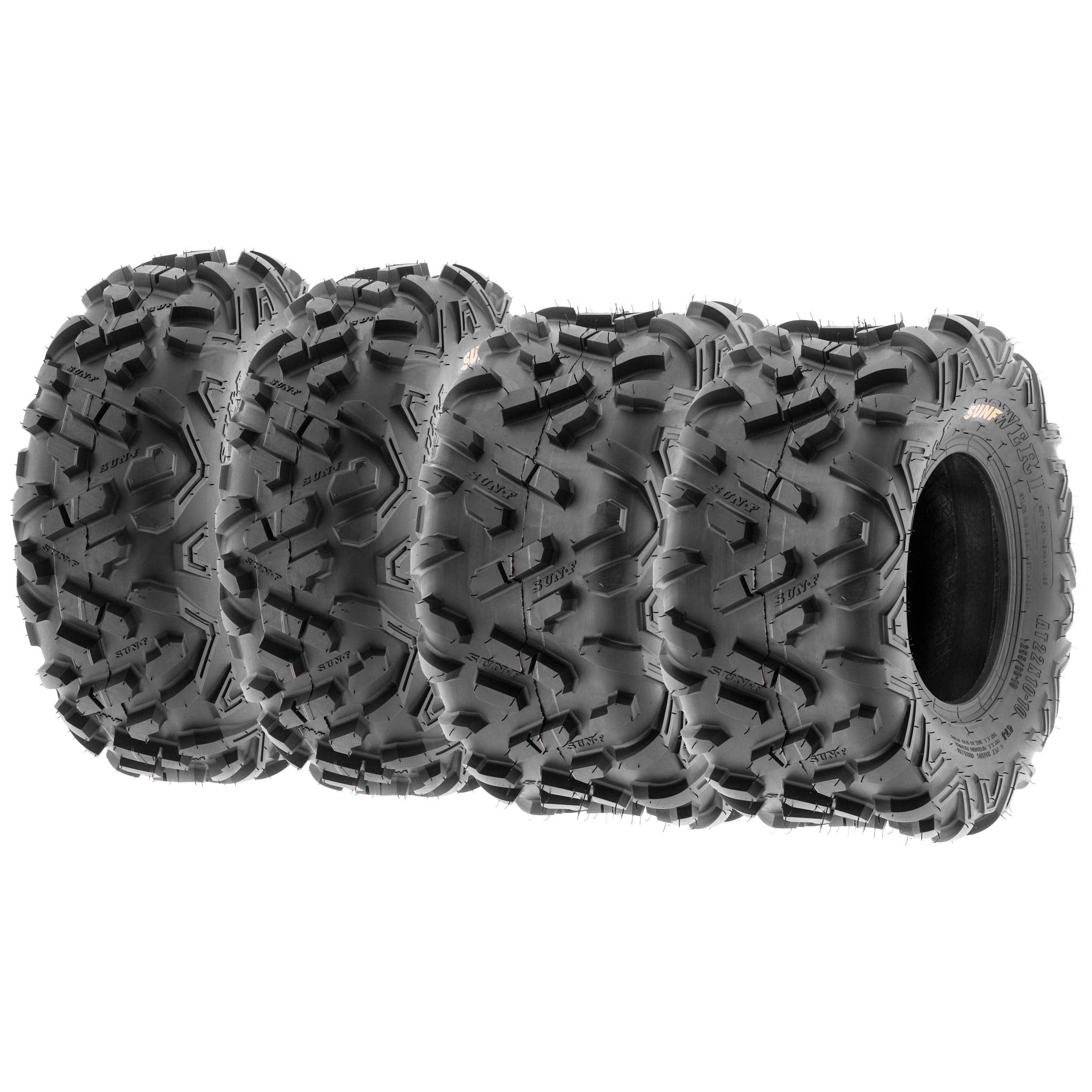 Set Of 4 Sunf Power.Ii Atv Utv Tires 19X7-8 Front & 18X9.5-8 Rear, All-Terrain Off Road, 6 Pr, A051