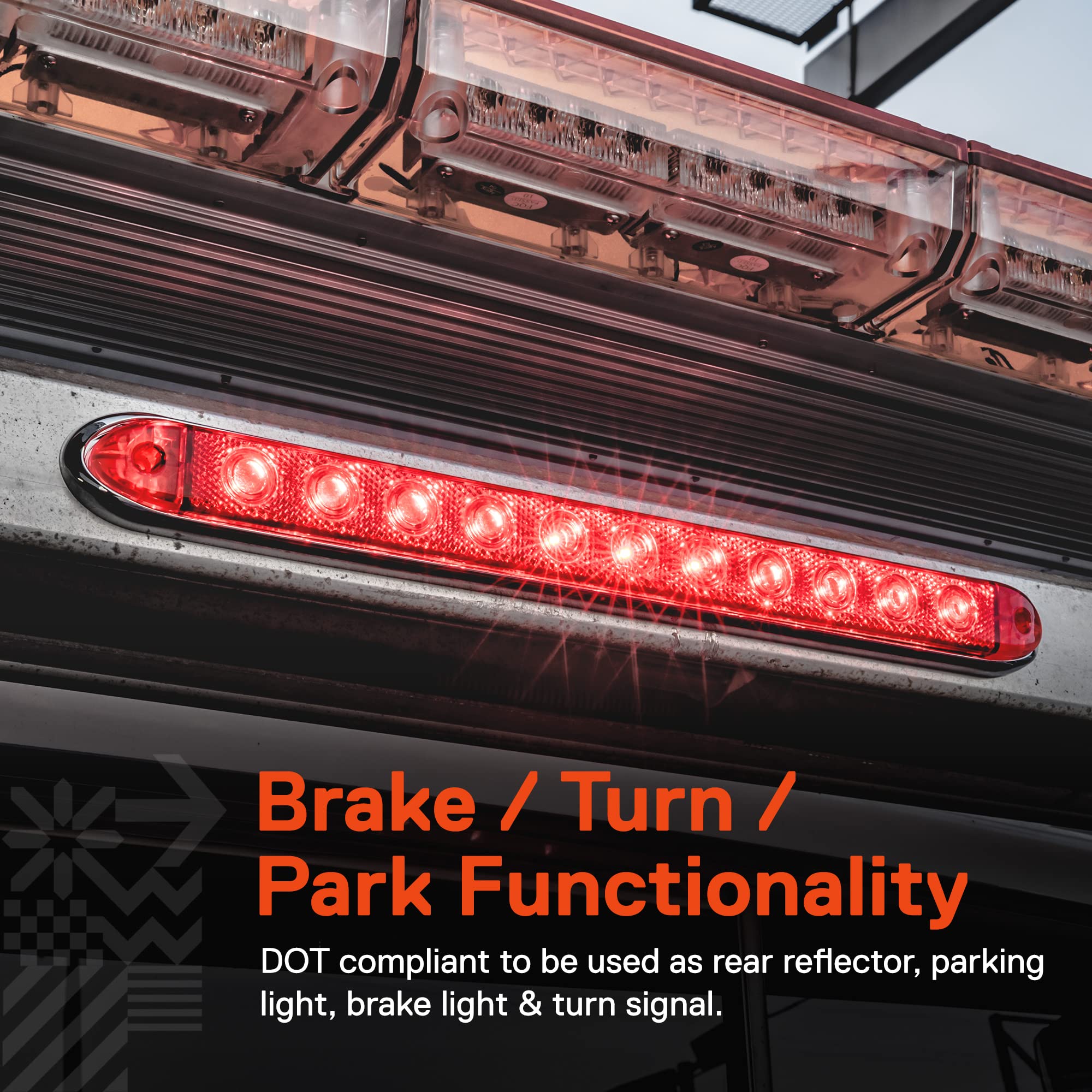 True Mods 16'' Inch 11 Red 12V Led Trailer Light Bar [Dot Compliant] [Ip65 Waterproof] [Park/Brake/Turn Signal] Running Marker I