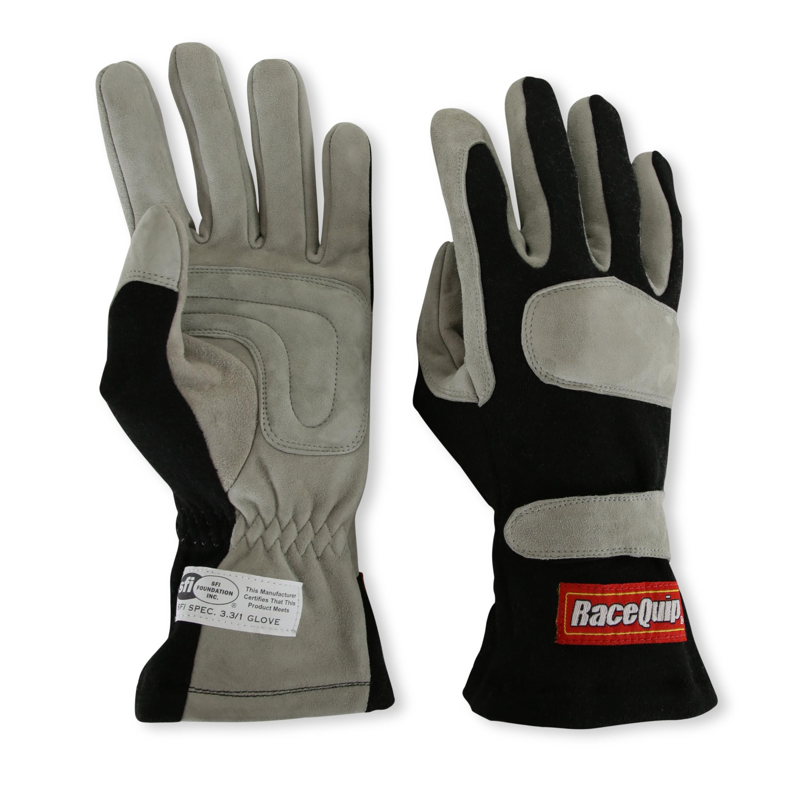 Racequip Race Gloves 351 Series 1 Layer Nomex Sfi 3.3/1 Certified Black Large 351005