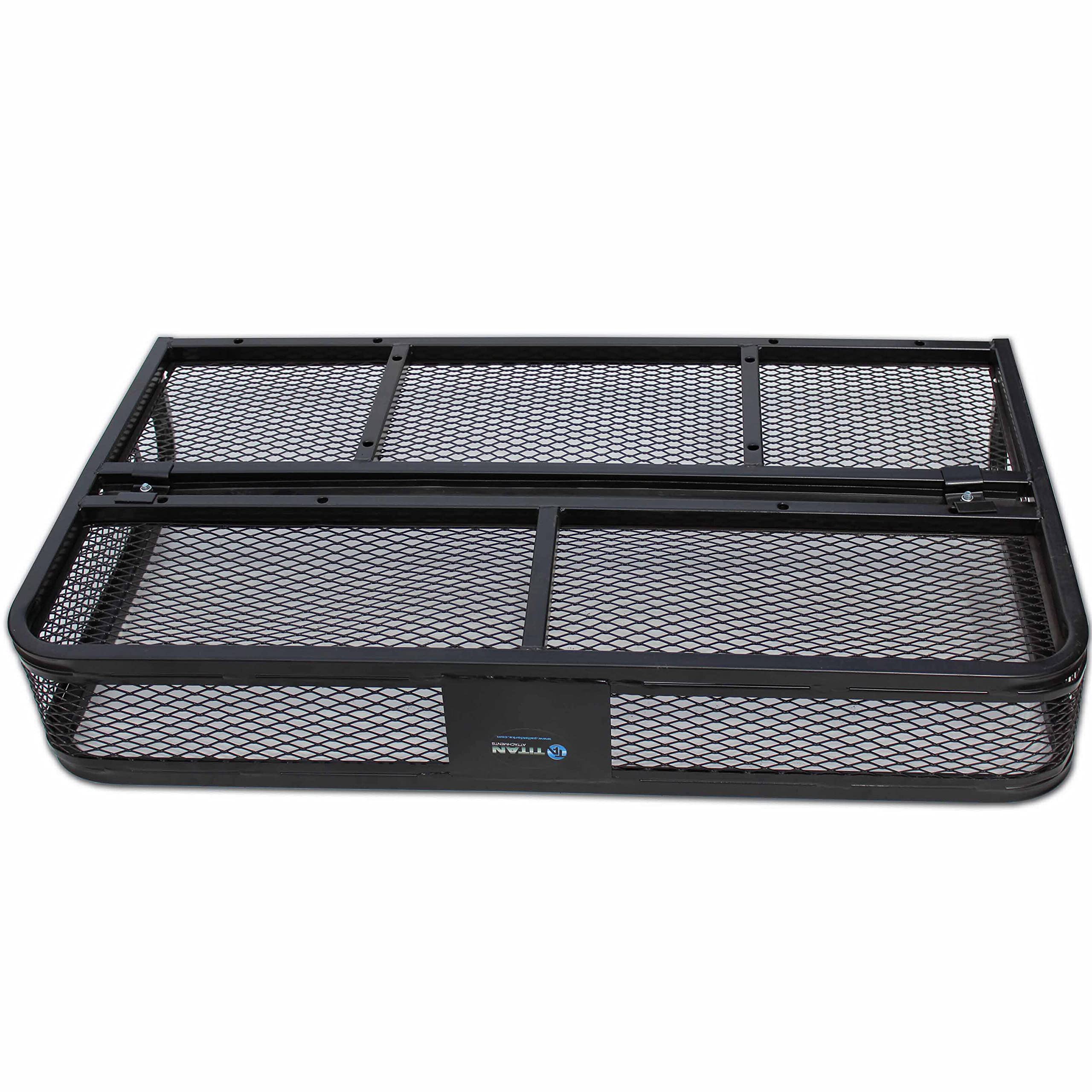 Titan Universal ATV Rear Storage Rack - Steel Cargo Basket Carrier, Black