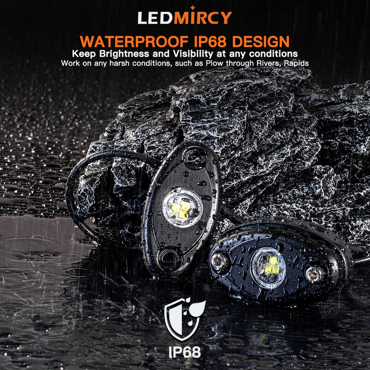 LEDMIRCY LED Rock Lights 30PCS, Pure White 6000K, Aluminum, Waterproof, Shockproof for Off Road Trucks, ATV, UTV, SUV, Boat, Car Underbody