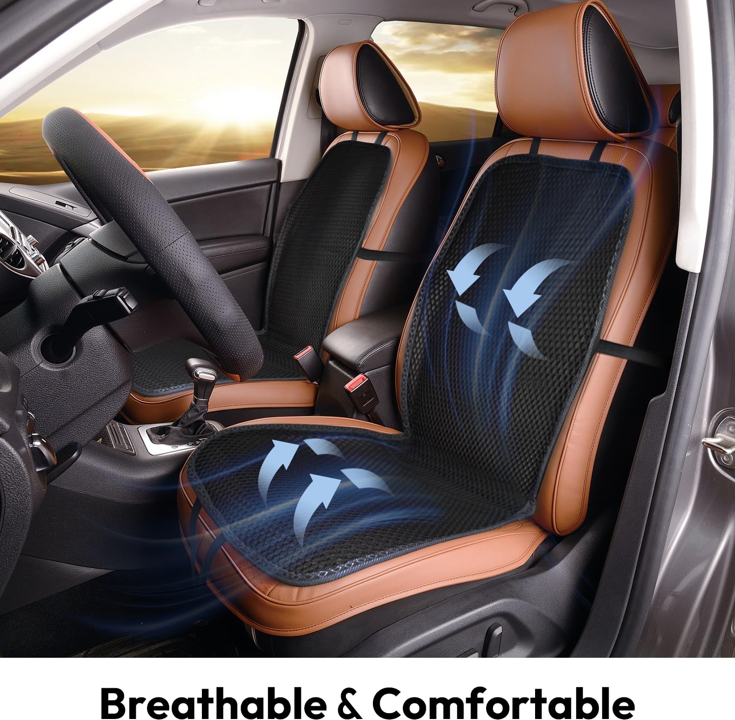 carrotez 3D Air Mesh Car Seat Cushion Pad - 41" x 15", Black, Breathable, Comfortable for Cars and Office Chairs