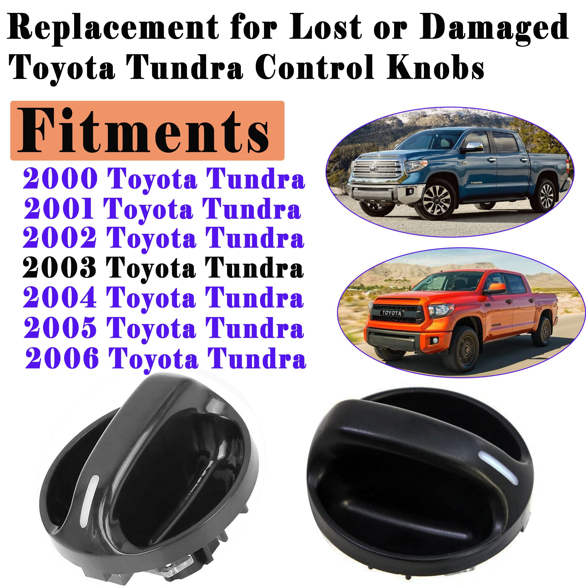 Danbojit 3 Pack Tundra Climate Control Knob, Metal, Compatible with 2000-2006 Toyota Tundra, Model 55905-0C010