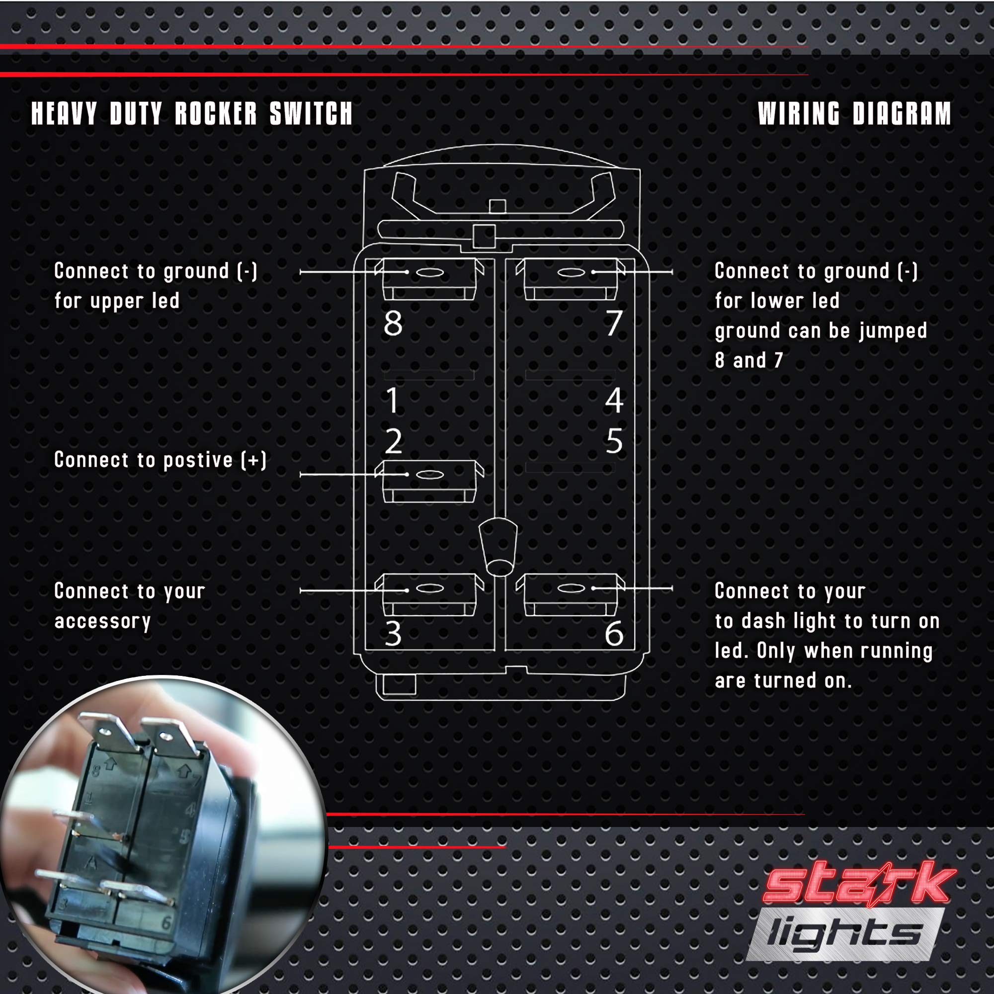 Driving Lights - Blue - Stark 5-Pin Laser Etched Led Rocker Switch Dual Light - 20A 12V On/Off