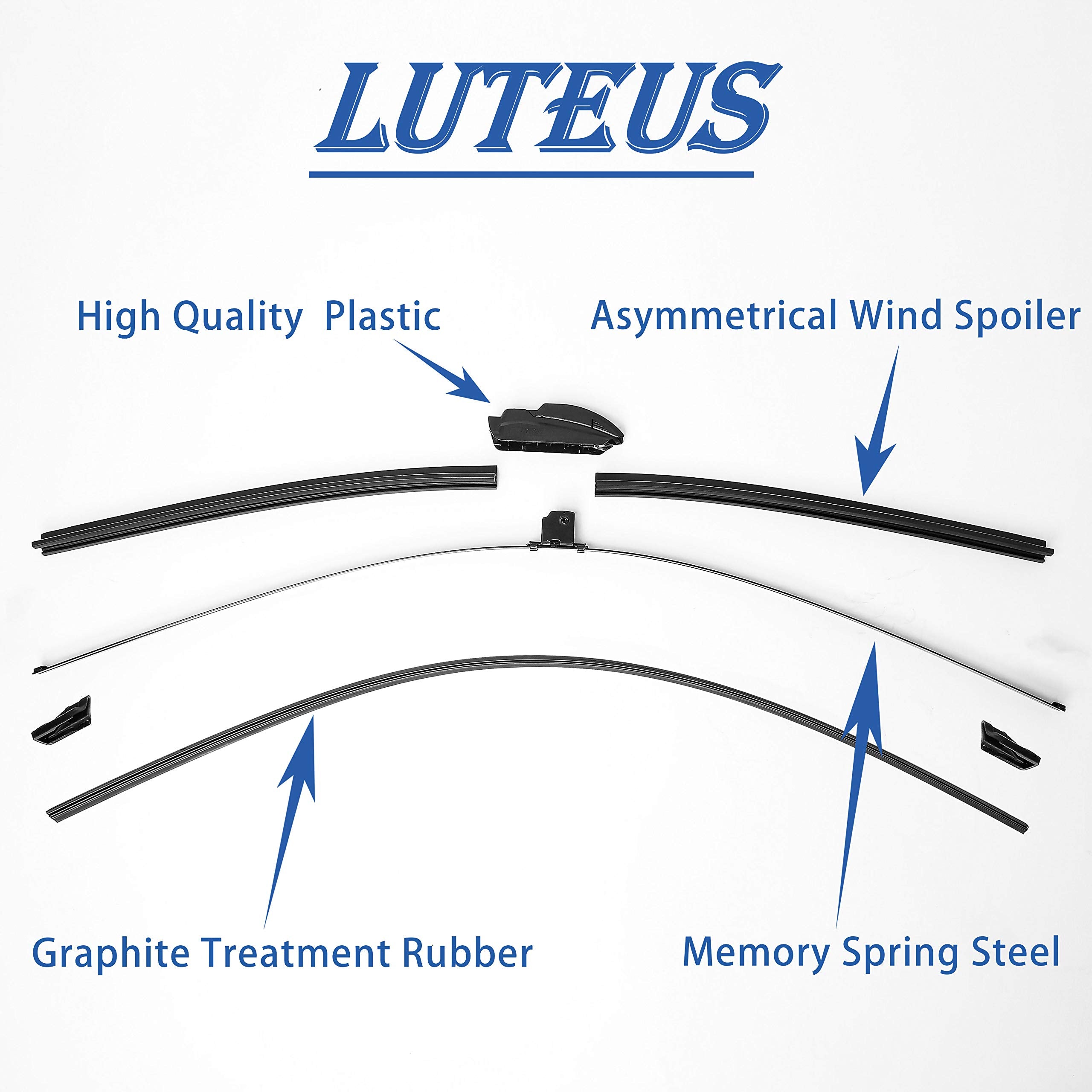 Windshield Wipers, 22'' + 22'' Wiper Blades, OEM Quality, LUTEUS Premium All- Seasons for Replacement Windshield Wiper Blades (S