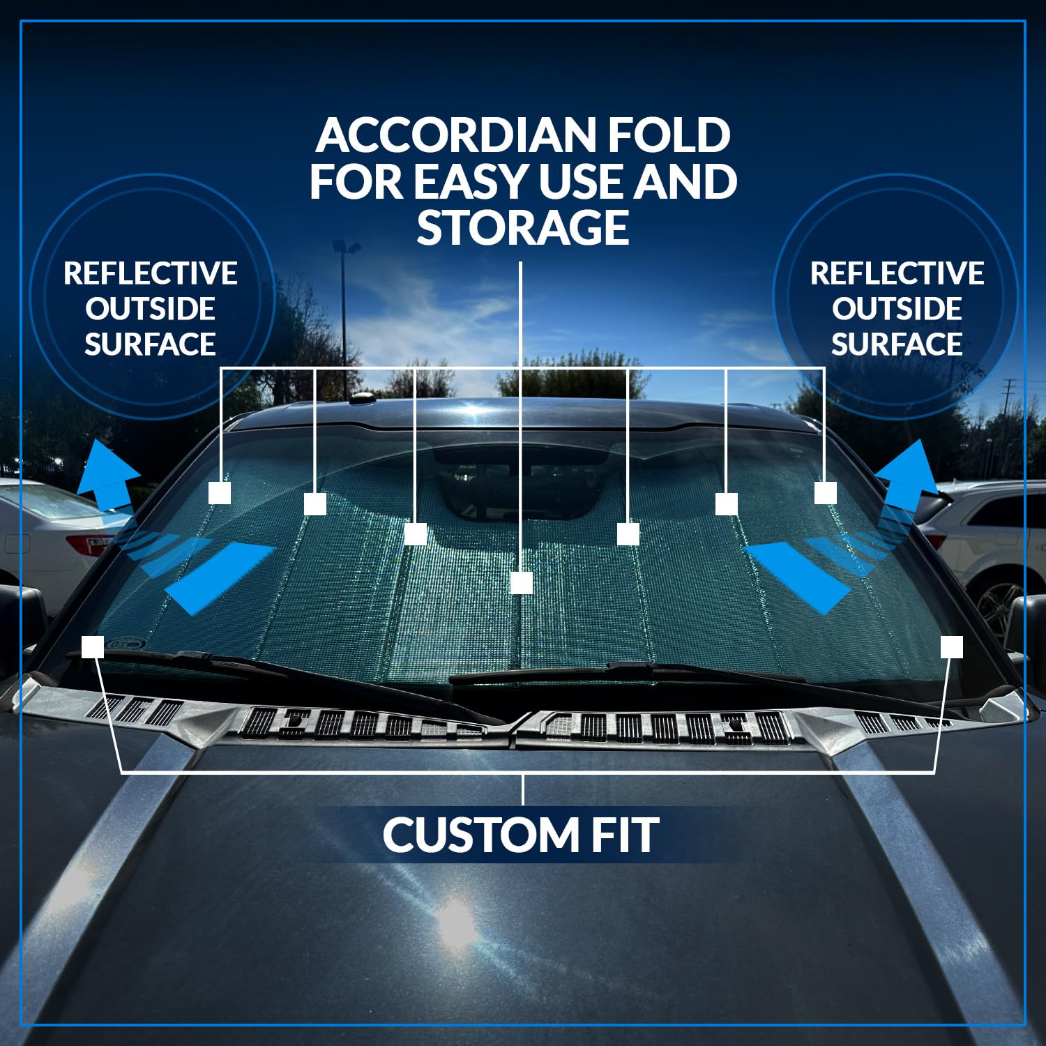 Front Car Windshield Sun Shade Compatible With 2003-2010 Porsche Cayenne (9Pa) | Custom Fit Visor Accordion Fold Style Sun Prote