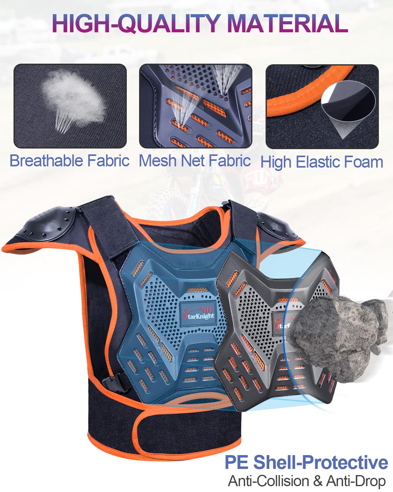 Kids Dirt Bike Gear - StarknightMT Youth Motorcycle Gear Riding Protective Motocross Armor Suit Chest Protector for Boys Girls B