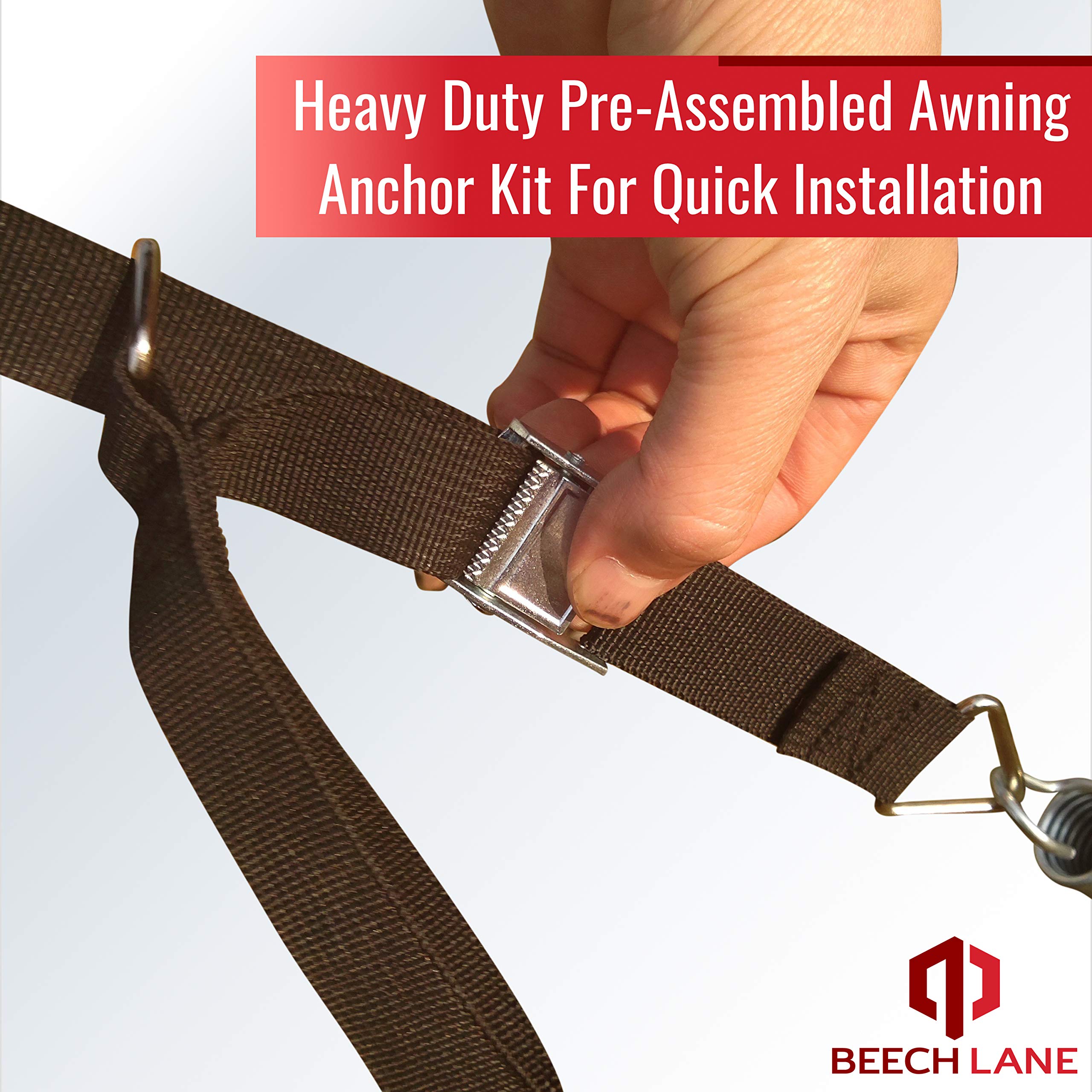Beech Lane Heavy Duty Pre-Assembled Rv Awning Anchor Kit, Sturdy Cam Buckles With Thick Straps, Durable Canvas Storage Bag, Stee