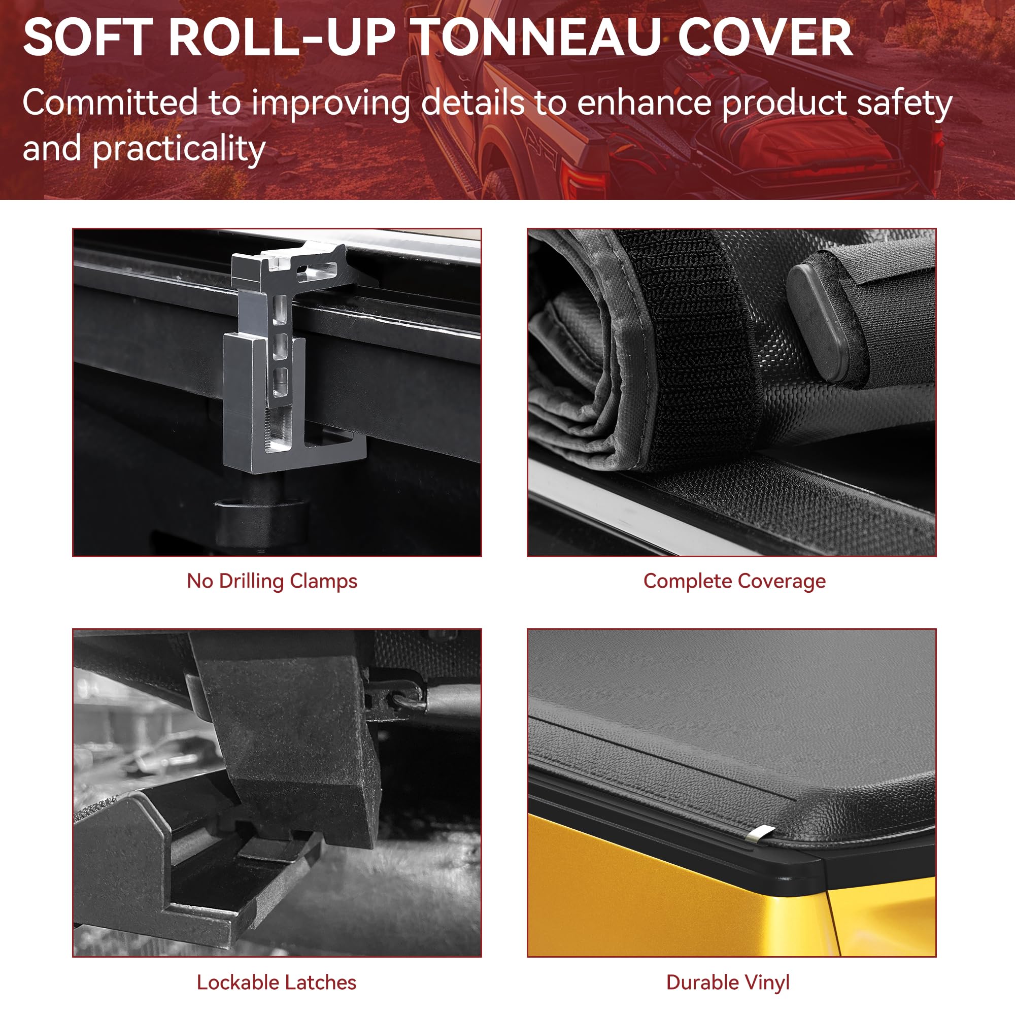 Yitamotor Soft Roll Up Truck Bed Tonneau Cover Compatible With 2002-2024 Dodge Ram 1500 (Classic Only), Fit For 2003-2025 Dodge