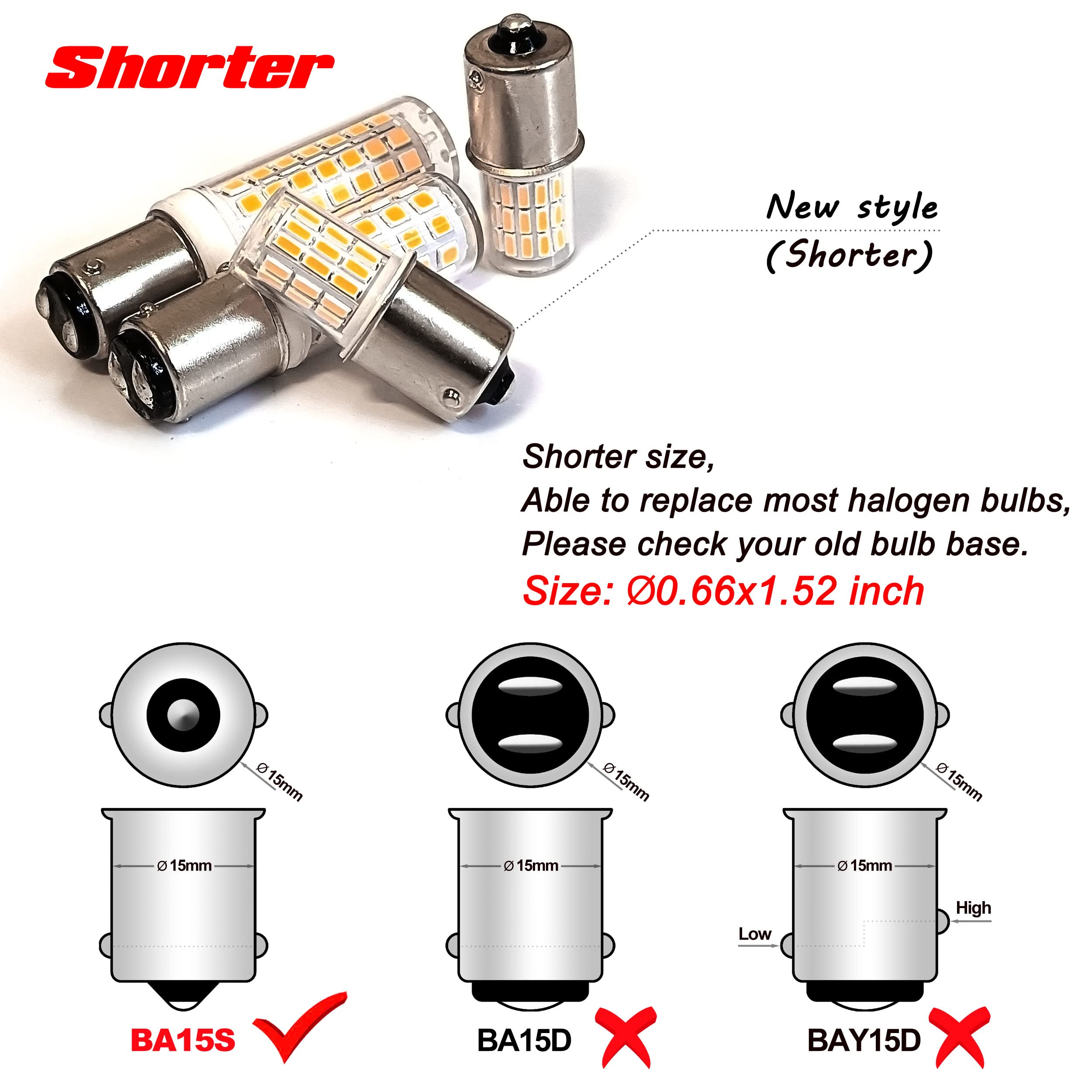 Ziomitus BA15S LED 12V Landscape Bulbs, 2700K Warm White, 0.66x1.52in, P21W 1156 1141,