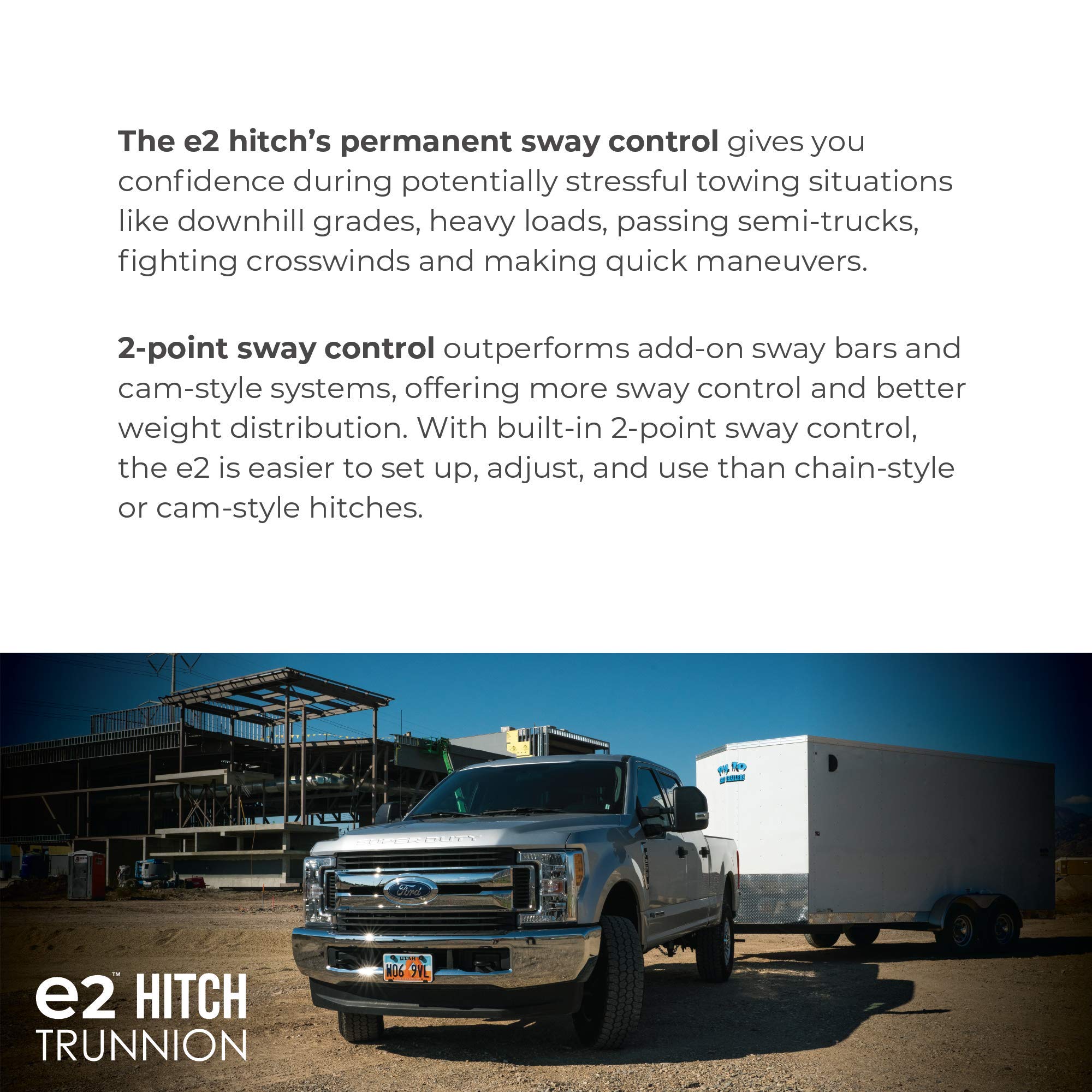 Fastway E2 2-Point Sway Control Trunnion Hitch, 92-00-0800, 8,000 Lbs Trailer Weight Rating, 800 Lbs Tongue Weight Rating, Weigh