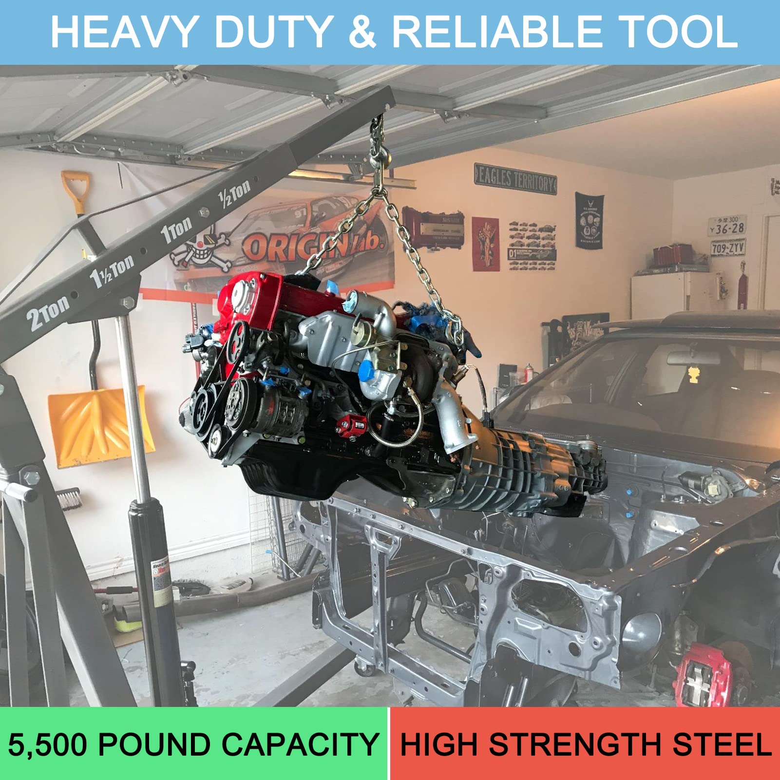 NOVINO 7100 Engine Lifting Bracket Set,5,500 lb Capacity Engine Lift Bracket Kit for Use with Load Levelers and Slings-8 Sets,Co