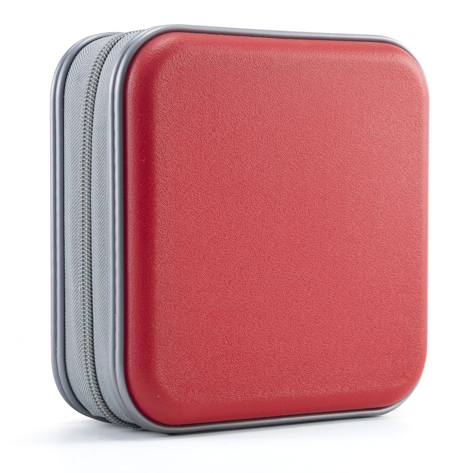 Uentip Cd Case For Car,48 Capacity Dvd Case Portable Zipper Cd Case Holder Large Storage Cd Wallet Cd Organizer Home Travel (Red
