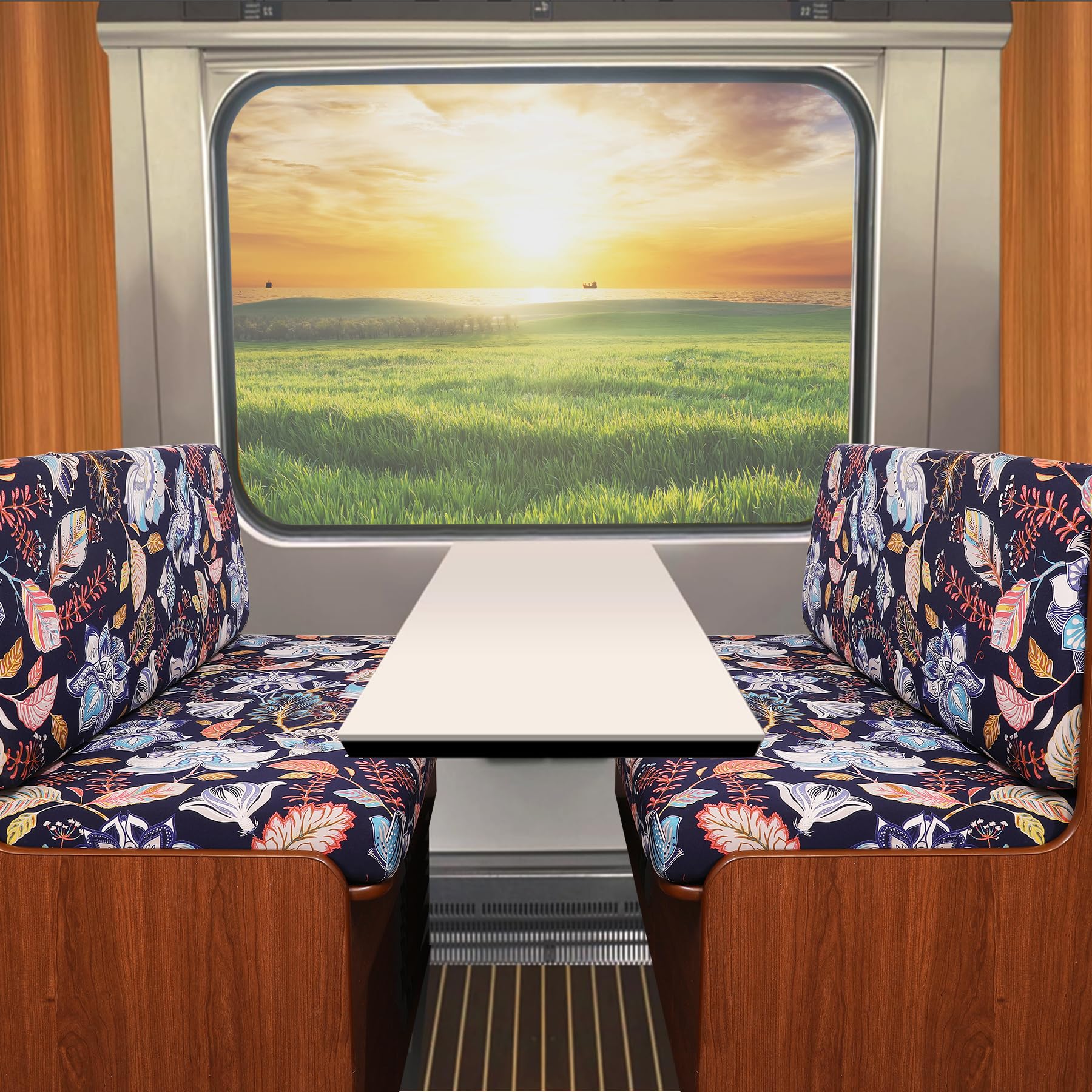 FUANGUI RV Dinette Cushion Covers - Stretch Booth Seat Replacement, Washable, B5, 2 Bench & 2 Backrest Covers, Model FCZDT
