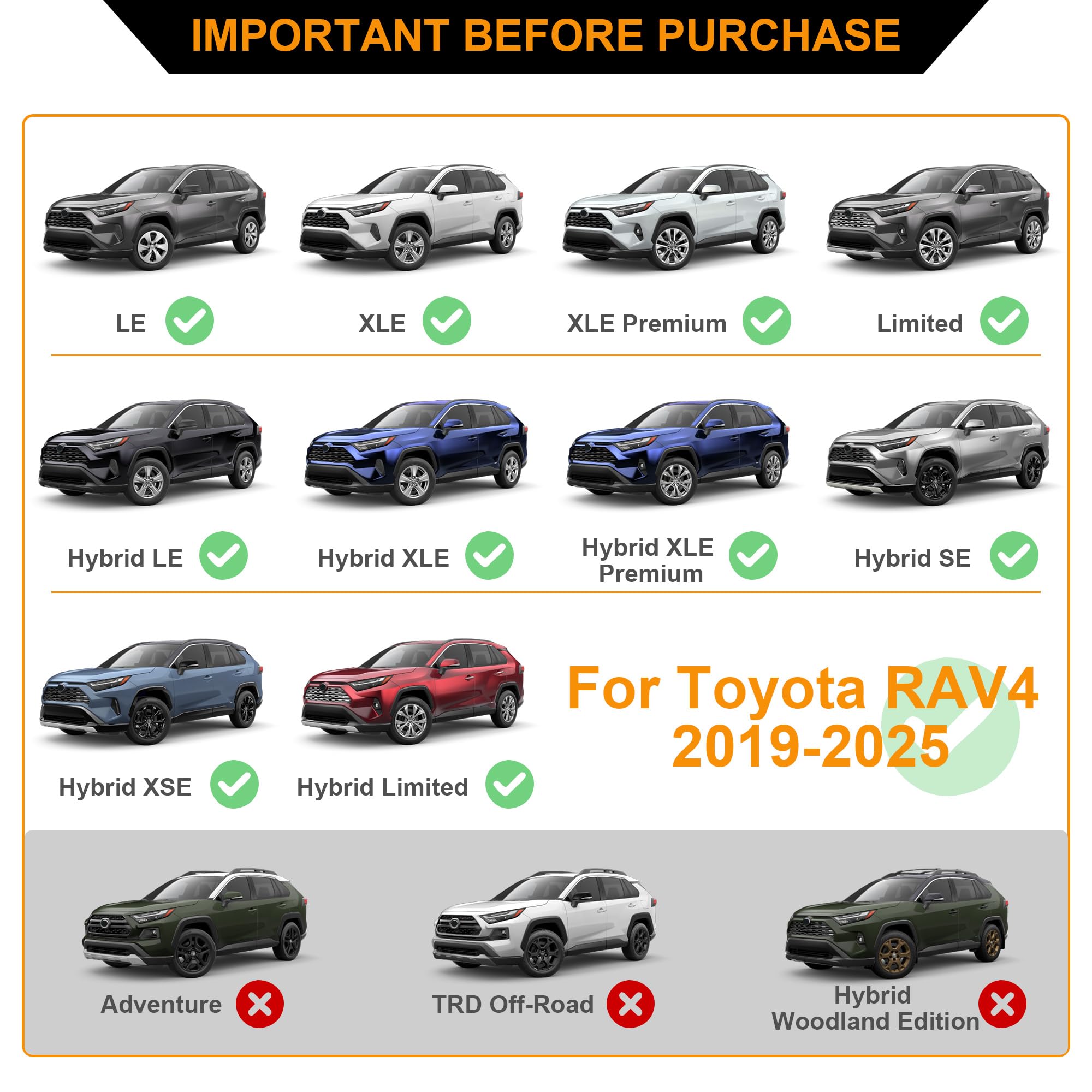 Autekcomma Roof Rack Cross Bars for Toyota RAV4 2019-2025 (Not Fit 2024 LE/Adventure/TRD Off-Road/Hybrid Woodland Edition) Anti-