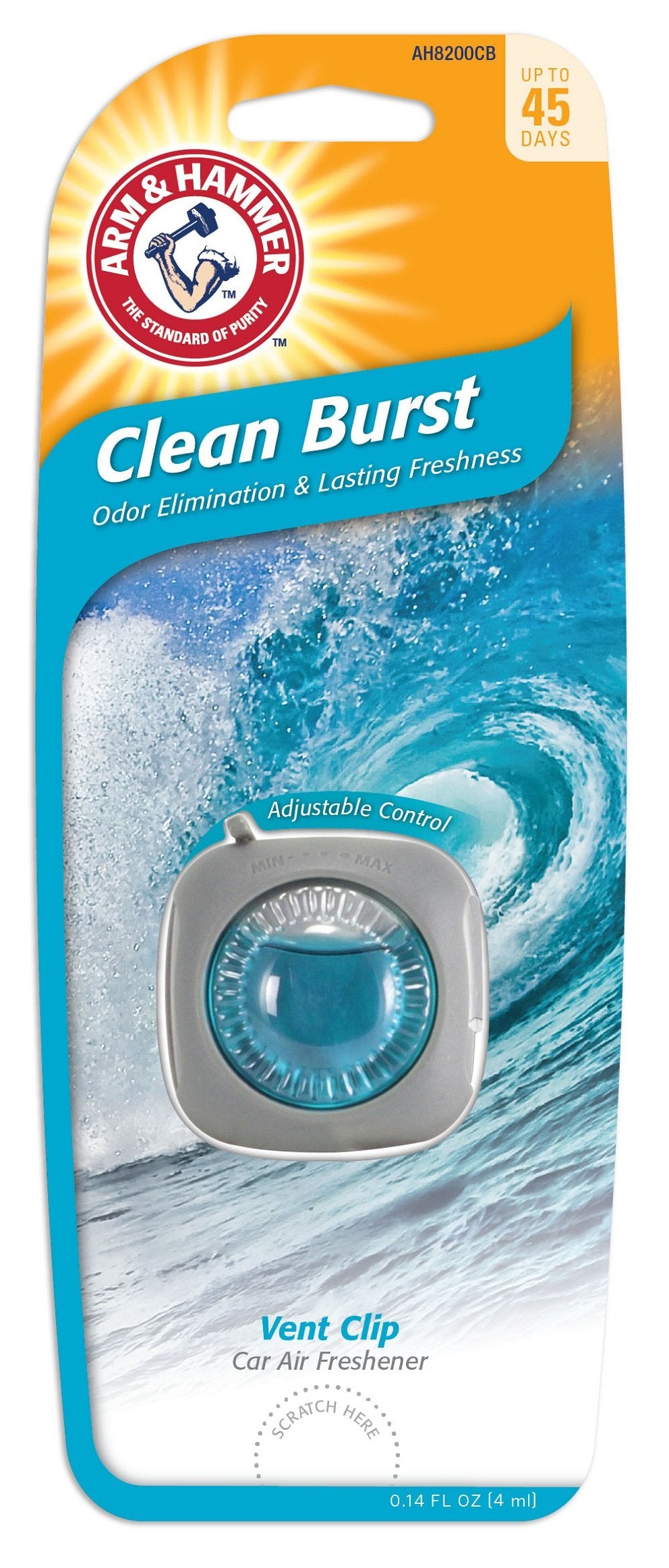 Arm & Hammer AH8200CB Vent Clip Air Freshener, Clean Burst, 1 Pack