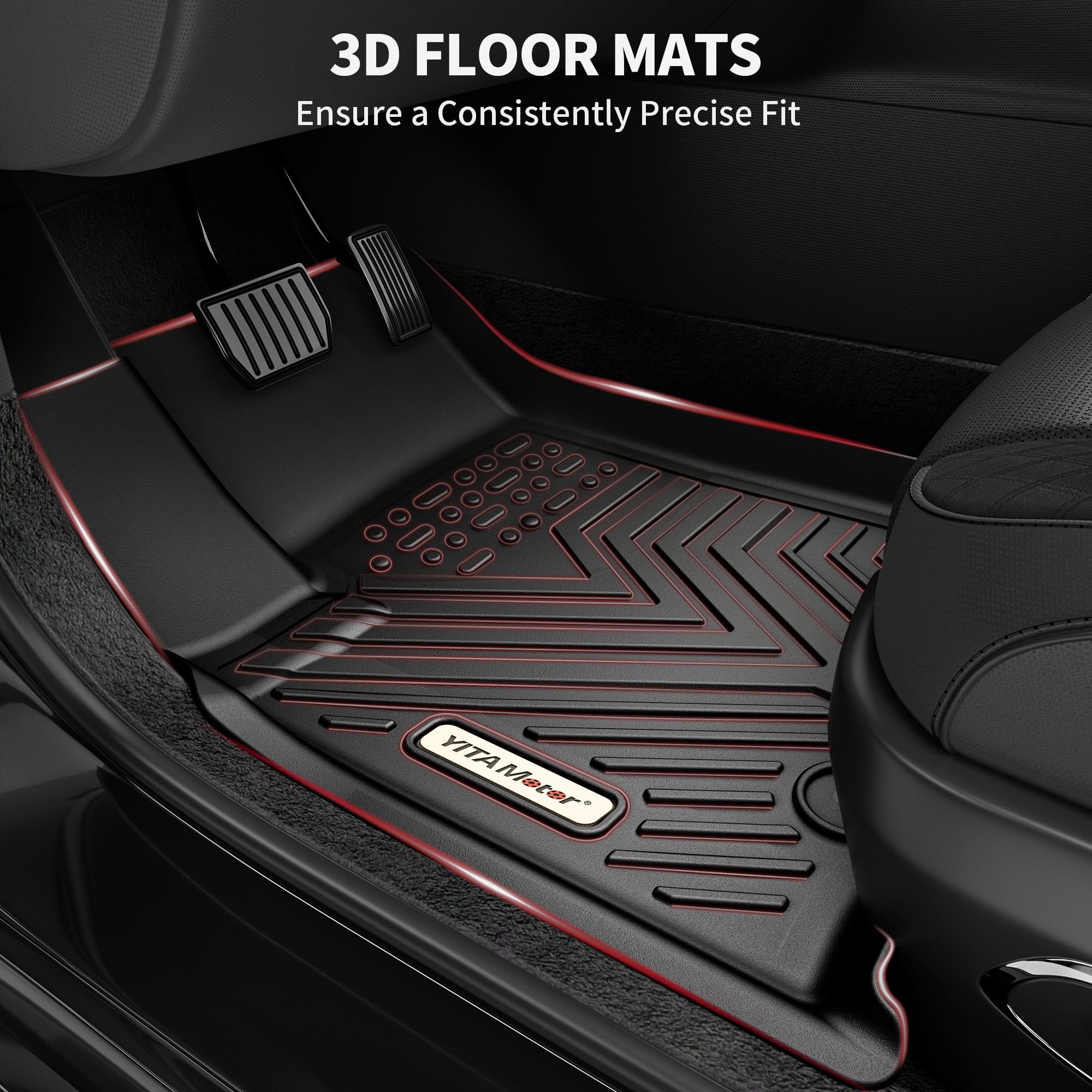 Yitamotor Custom Fit Floor Mats Compatible With 2021-2025 Ford Bronco Sport, All Weather Protection Black 2 Row Floor Mats Liner