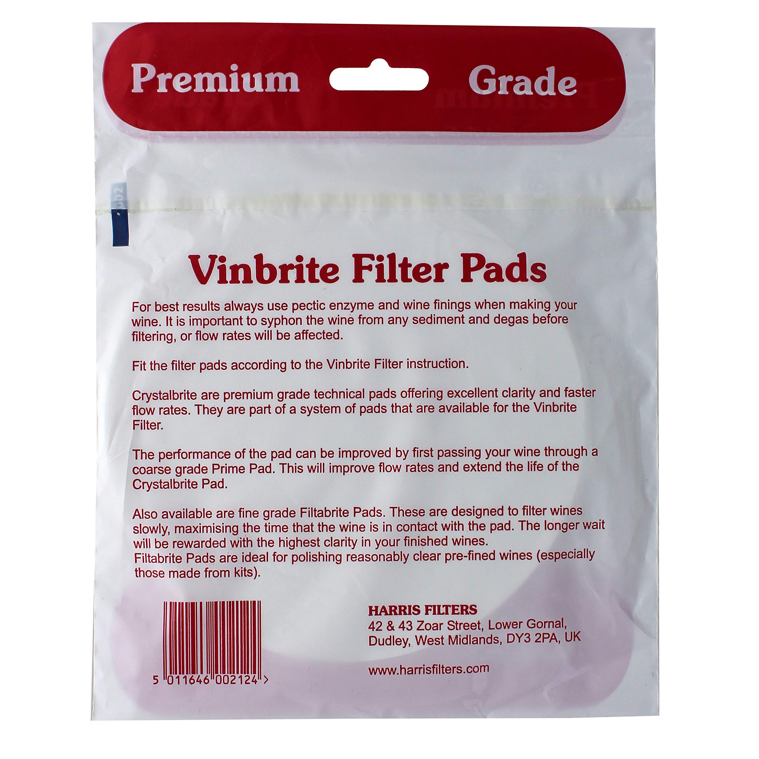 HARRIS Crystalbrite Filter Pads 5-Pack, Compatible with Vinbrite MK3, White, Stainless Steel