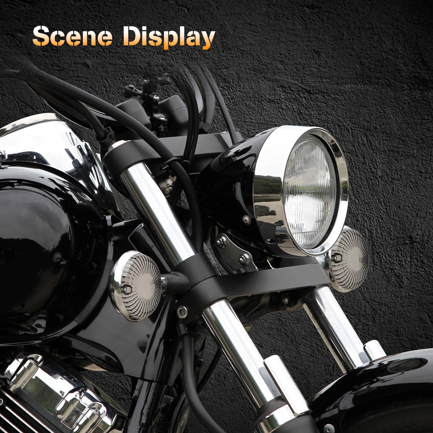 Nthreeauto 4Pcs Smoked Turn Signals Lens Cover Front Rear Lenses Compatible With Yamaha V-Star V-Max Virago 250 650 750 Road Roy