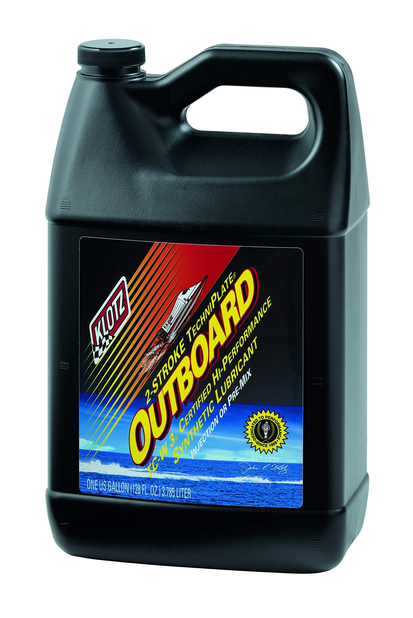 Klotz Outboard TechniPlate Synthetic Premix/Injector Oil for 2-Stroke TC-W3 Marine Engines - 1 Gallon KL-333