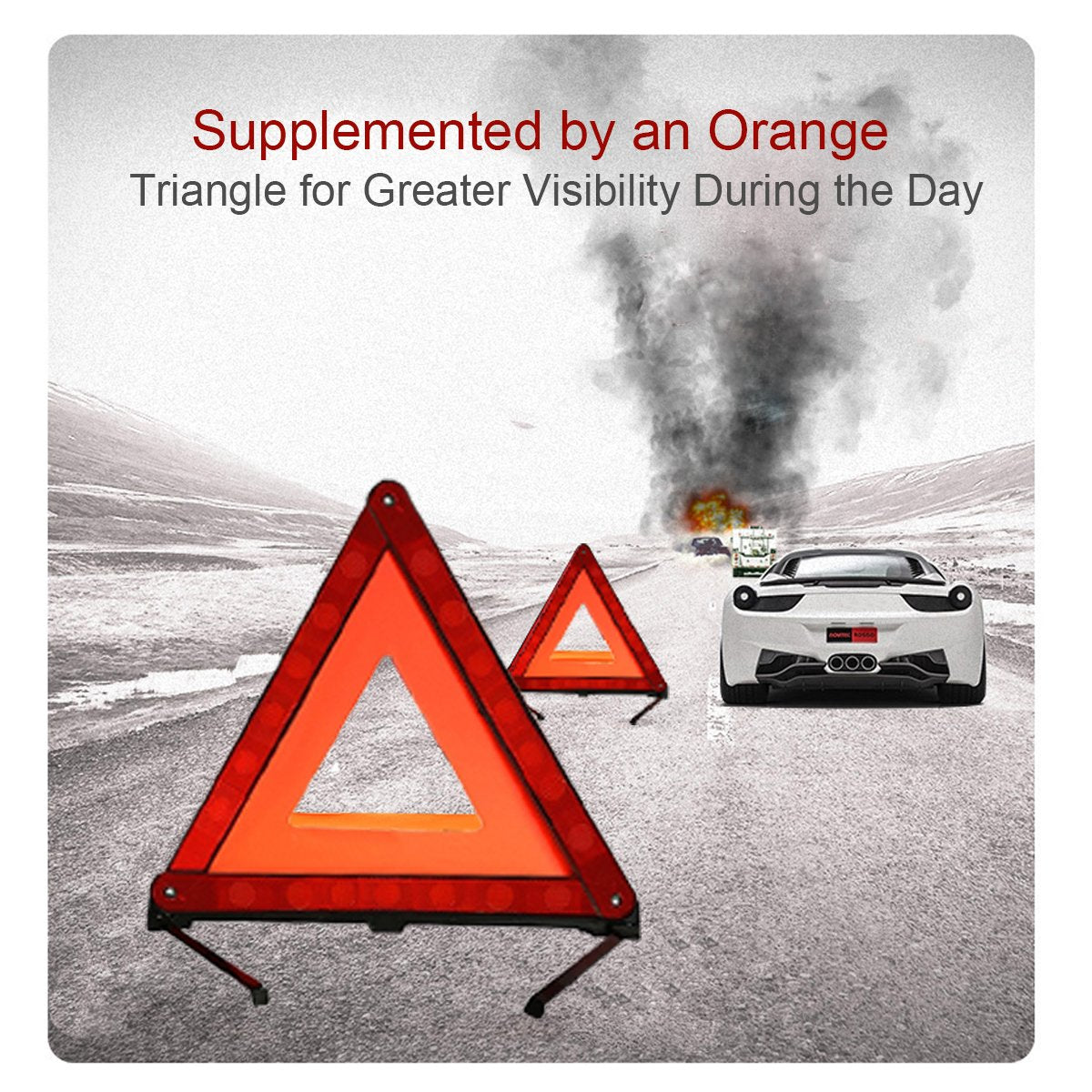 Xool Emergency Warning Triangle Kit - Roadside Safety Kit With Reflective Warning Triangles, High-Visibility Safety Vests, Stora