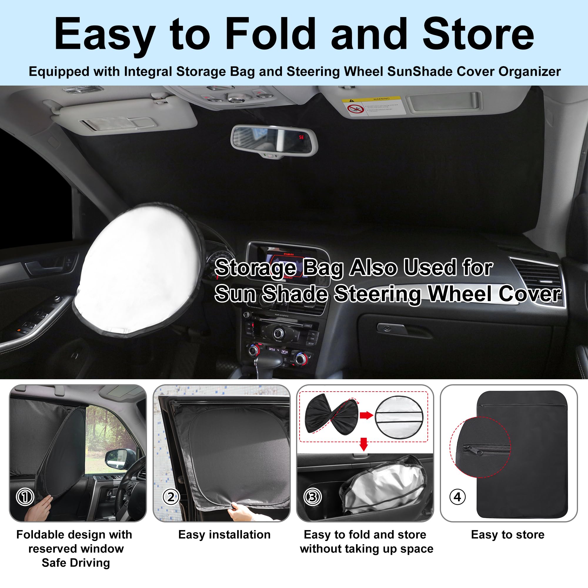 TINGLU Window Shades for Honda CR-V 2023-2025, Black Polyester, UV Protection, 8PCS Set