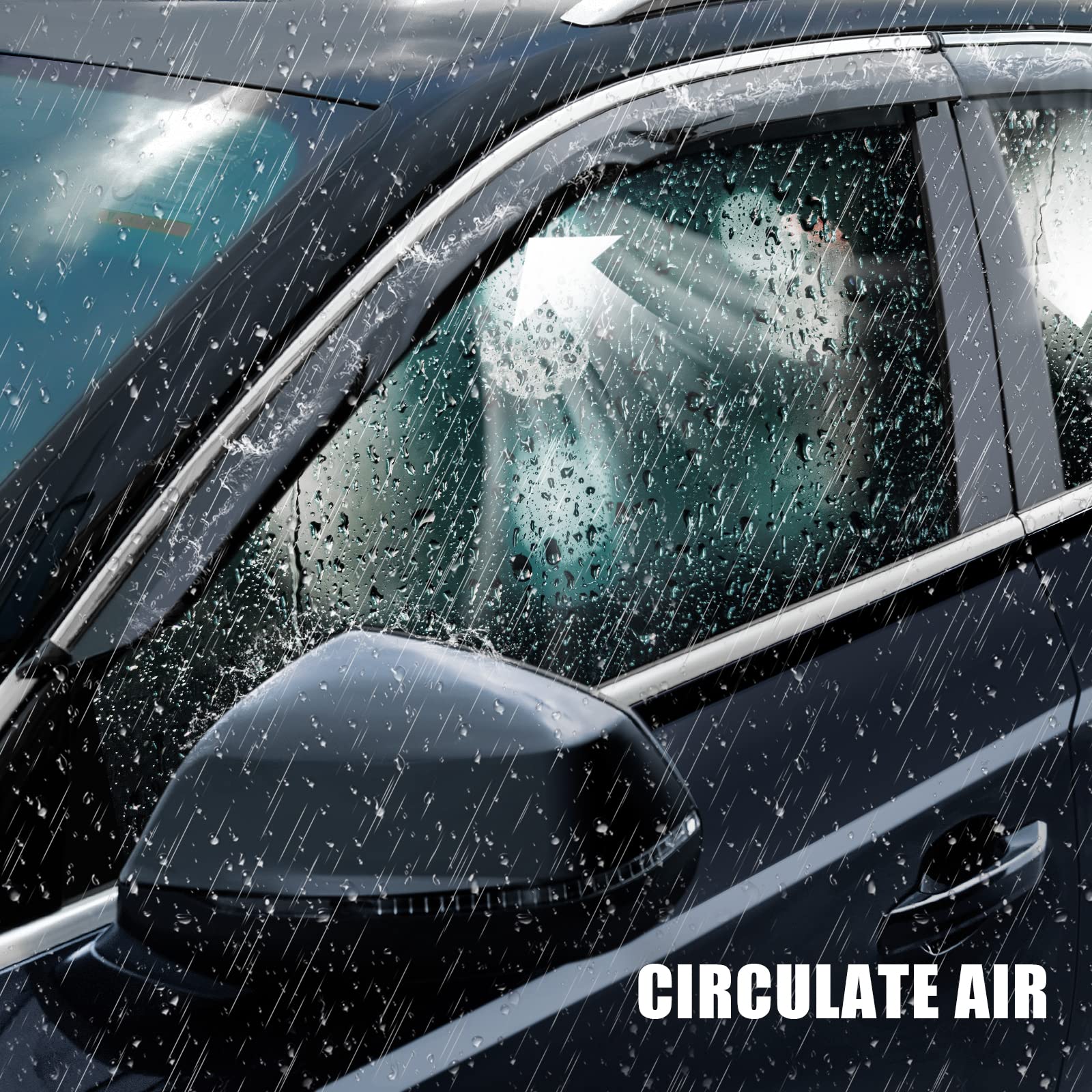 Arokzn Tape-On Dark Tinted Side Window Visor Deflectors Vent Rain Guards Designed for Toyota Corolla Sedan 2019 2020 2021 2022 2