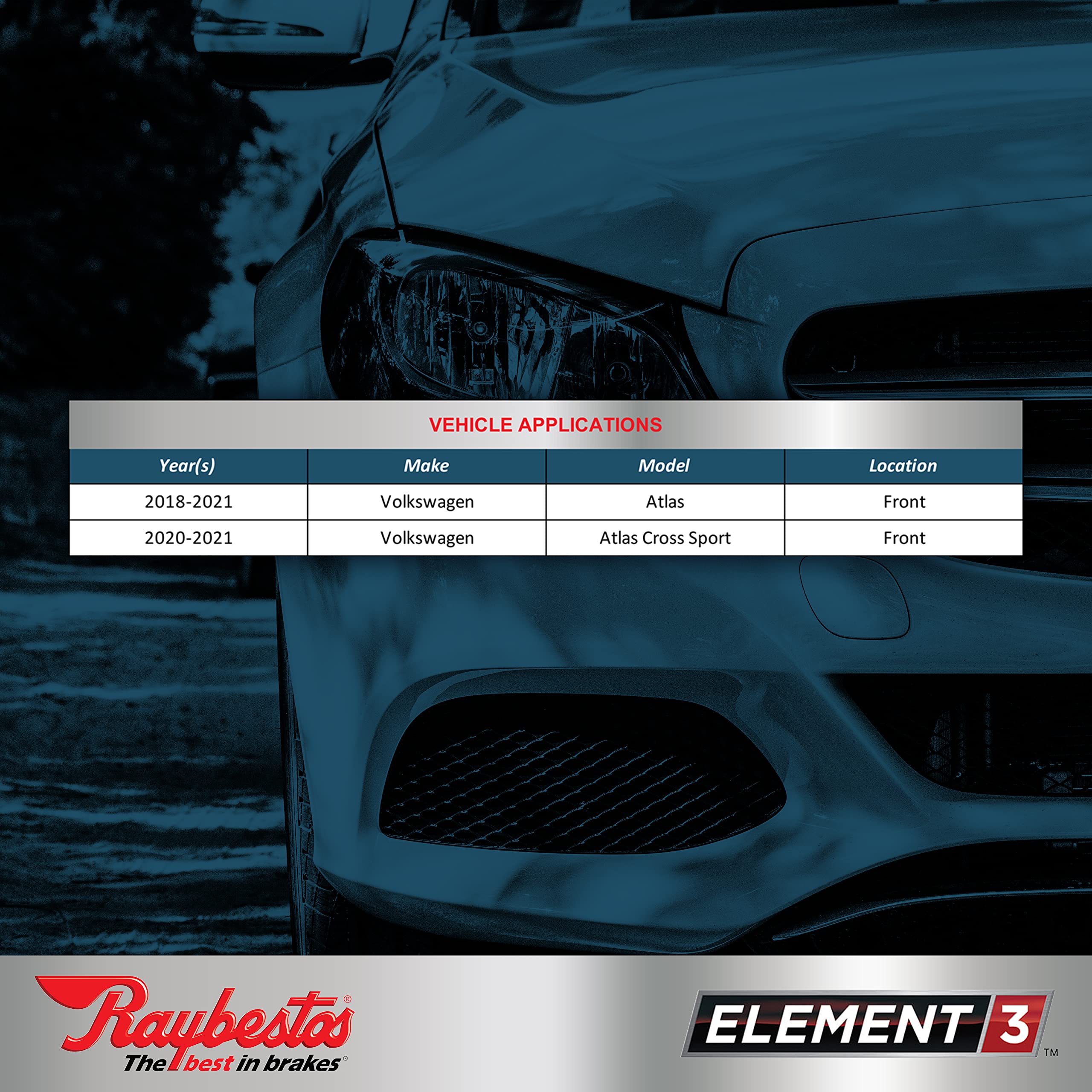 Raybestos Premium Raybestos Element3 Eht Replacement Front Brake Pad Set For Select 2018-2021 Volkswagen Atlas And 2020-2021 Vol