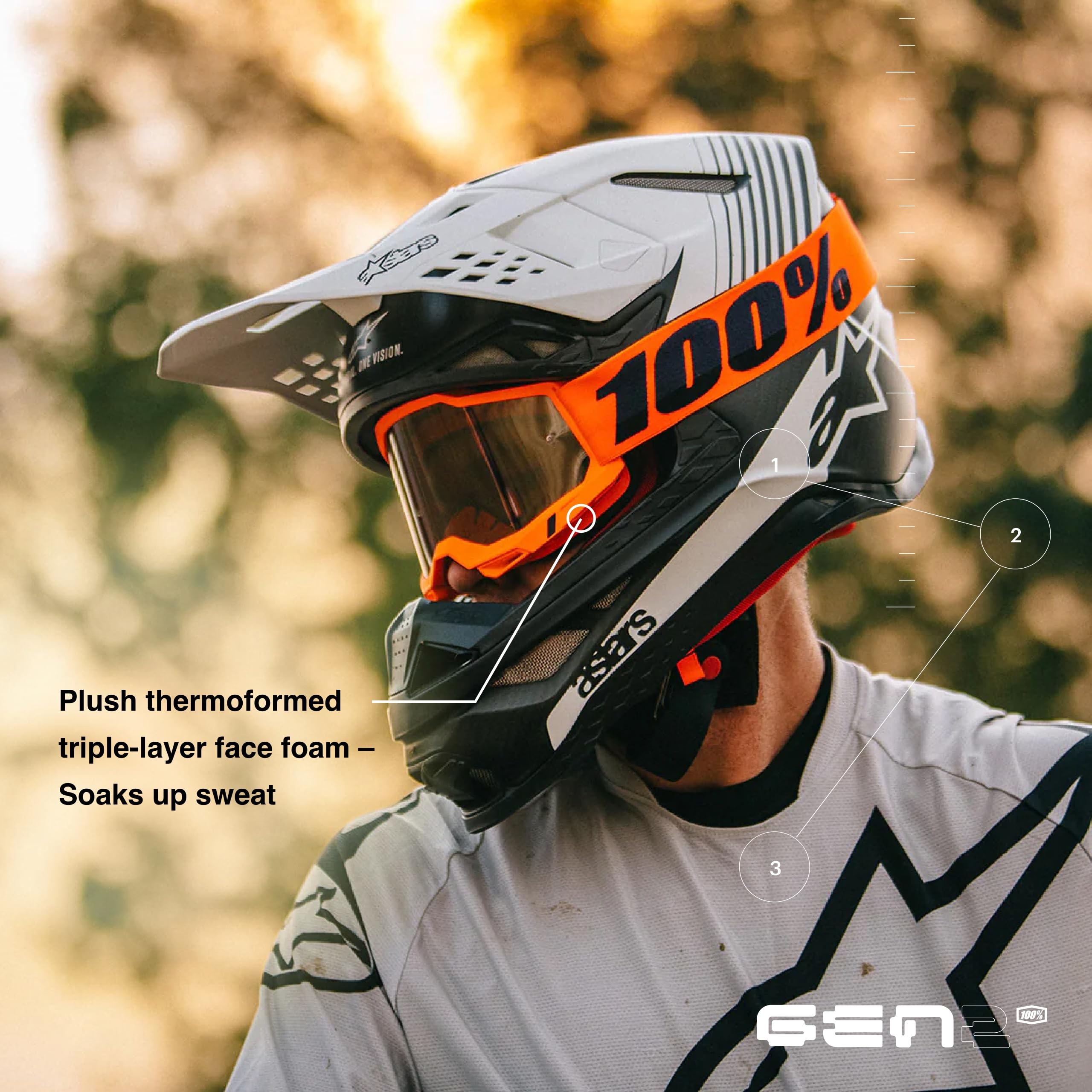 100% Racecraft 2 Mountain Bike & Motocross Goggles - Mx And Mtb Racing Protective Eyewear (Arsham - Clear Lens)