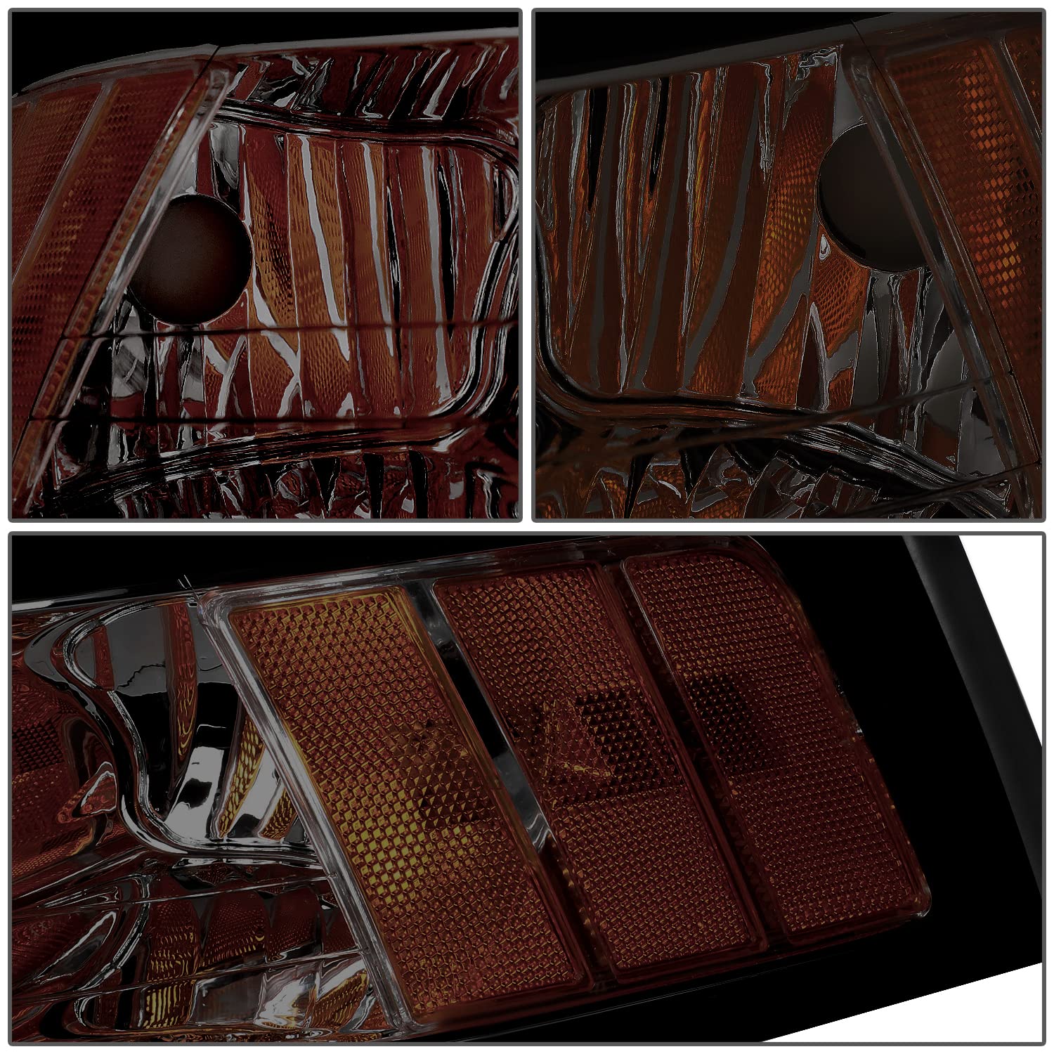 Dnamotoring Hl-Oh-Fm99-Sm-Am Amber Smoke Lens Headlights Assembly Compatible With 99-04 Mustang,Left & Right Side