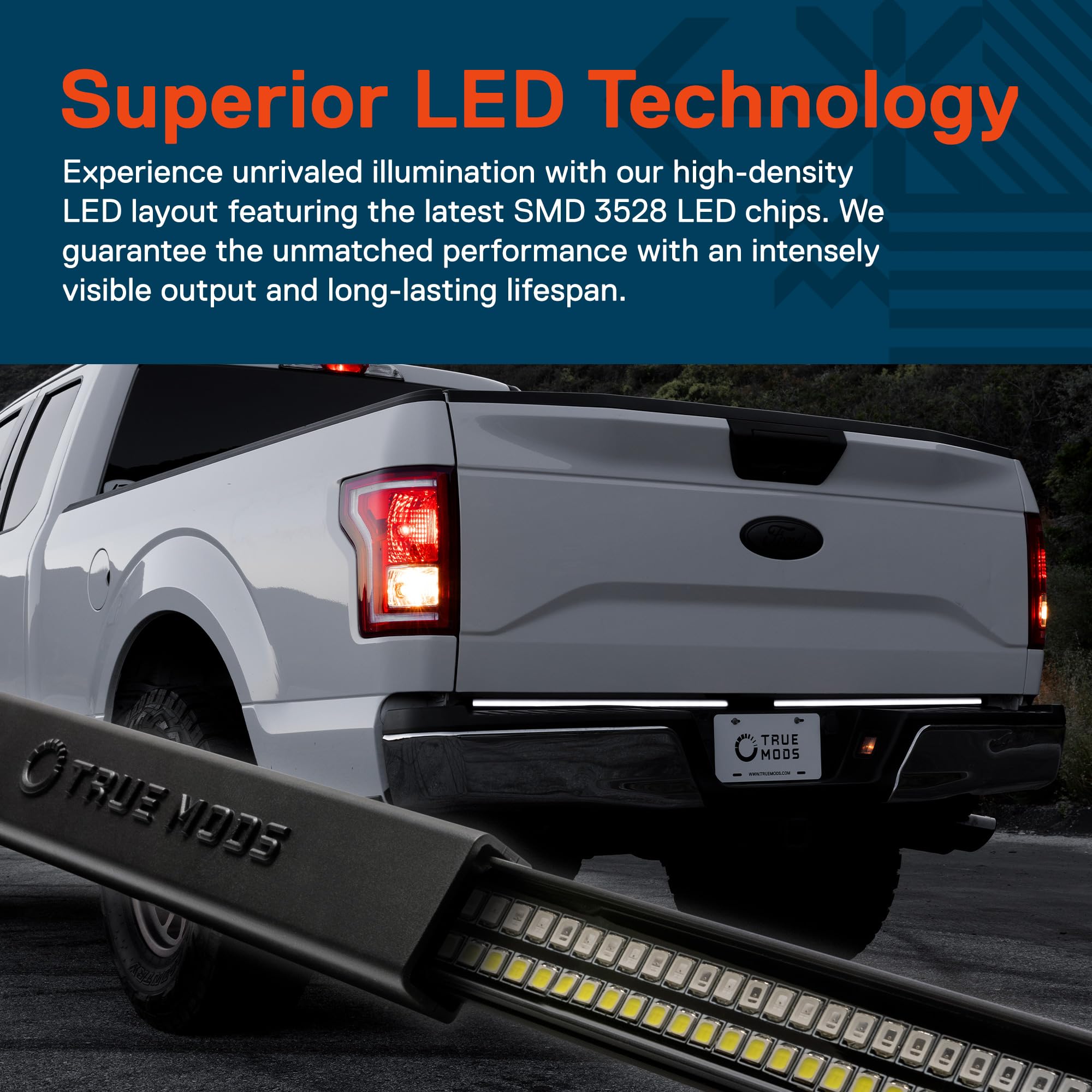 ONLINE LED STORE 49 Inch Smoked LED Tailgate Light Bar for Pickup Truck - Rigid Aluminum, Sequential Turn Signal, Rear TBT Running Brake Reverse