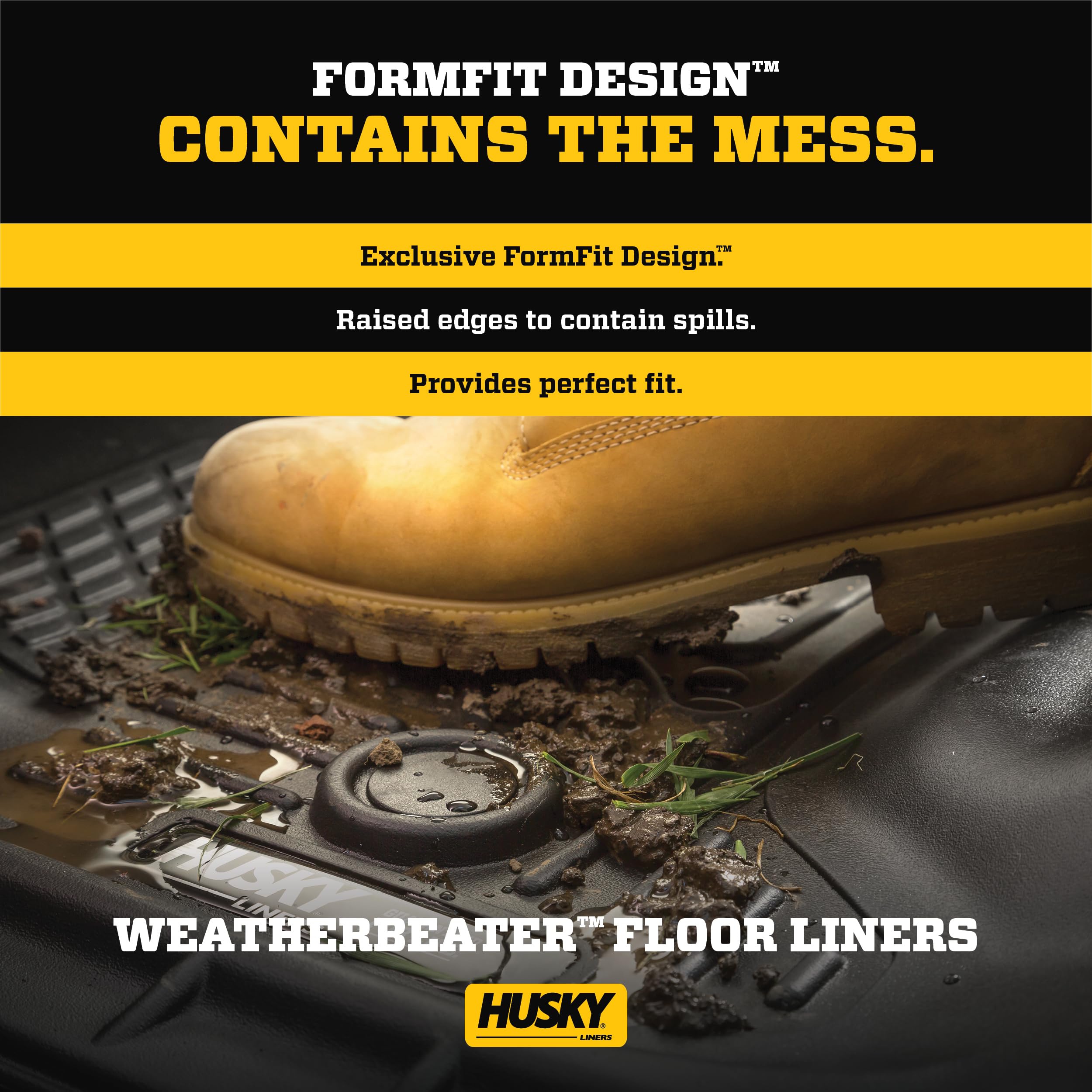 Husky Liners Weatherbeater Floor Mats | Fits 2013-2021 Toyota L& Cruiser; Lexus Lx570 | Front Row, 2-Pc Black - 13091